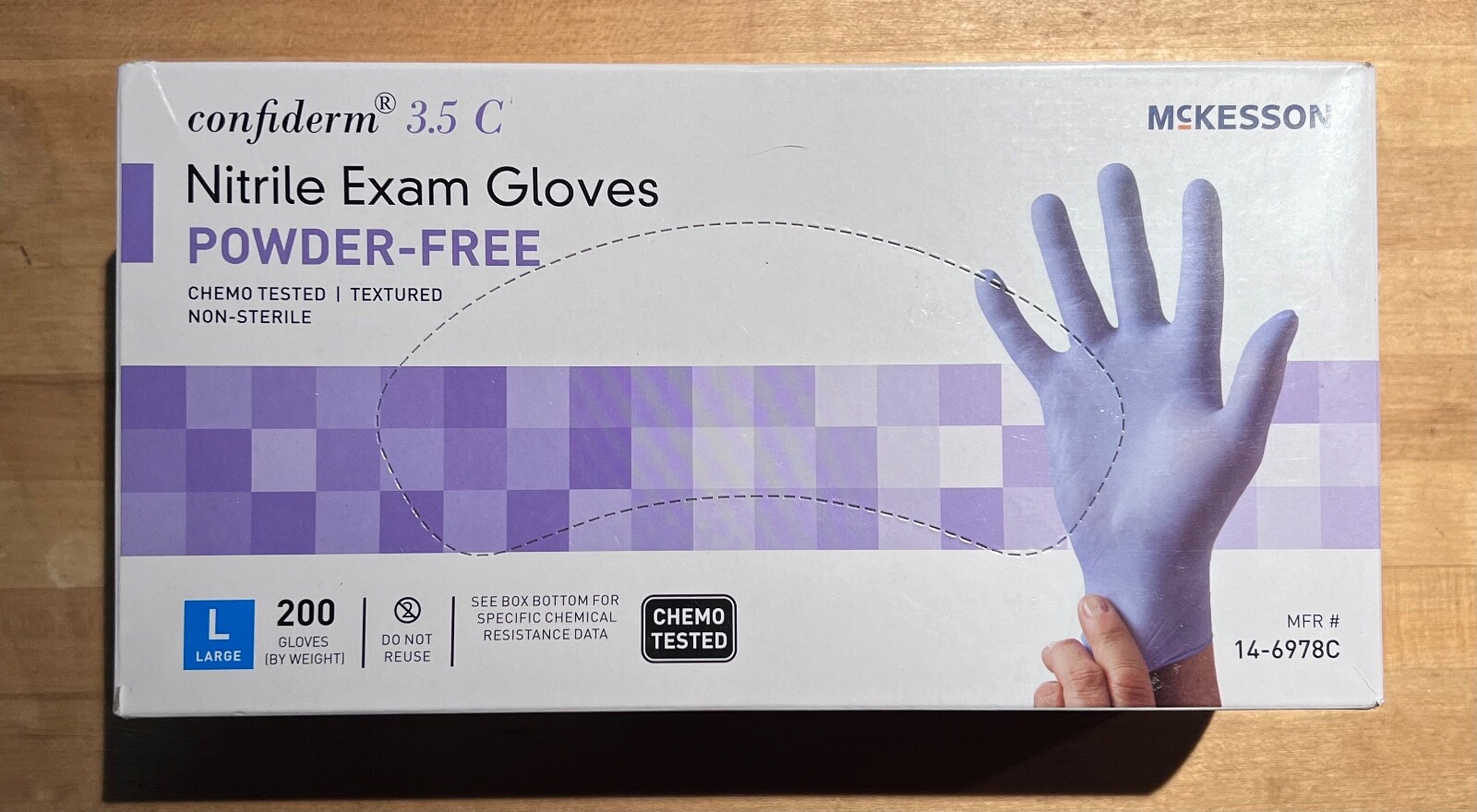 Mckesson Nitrile Exam Gloves Powder-Free Textured Large 200-Gloves 14-6978C