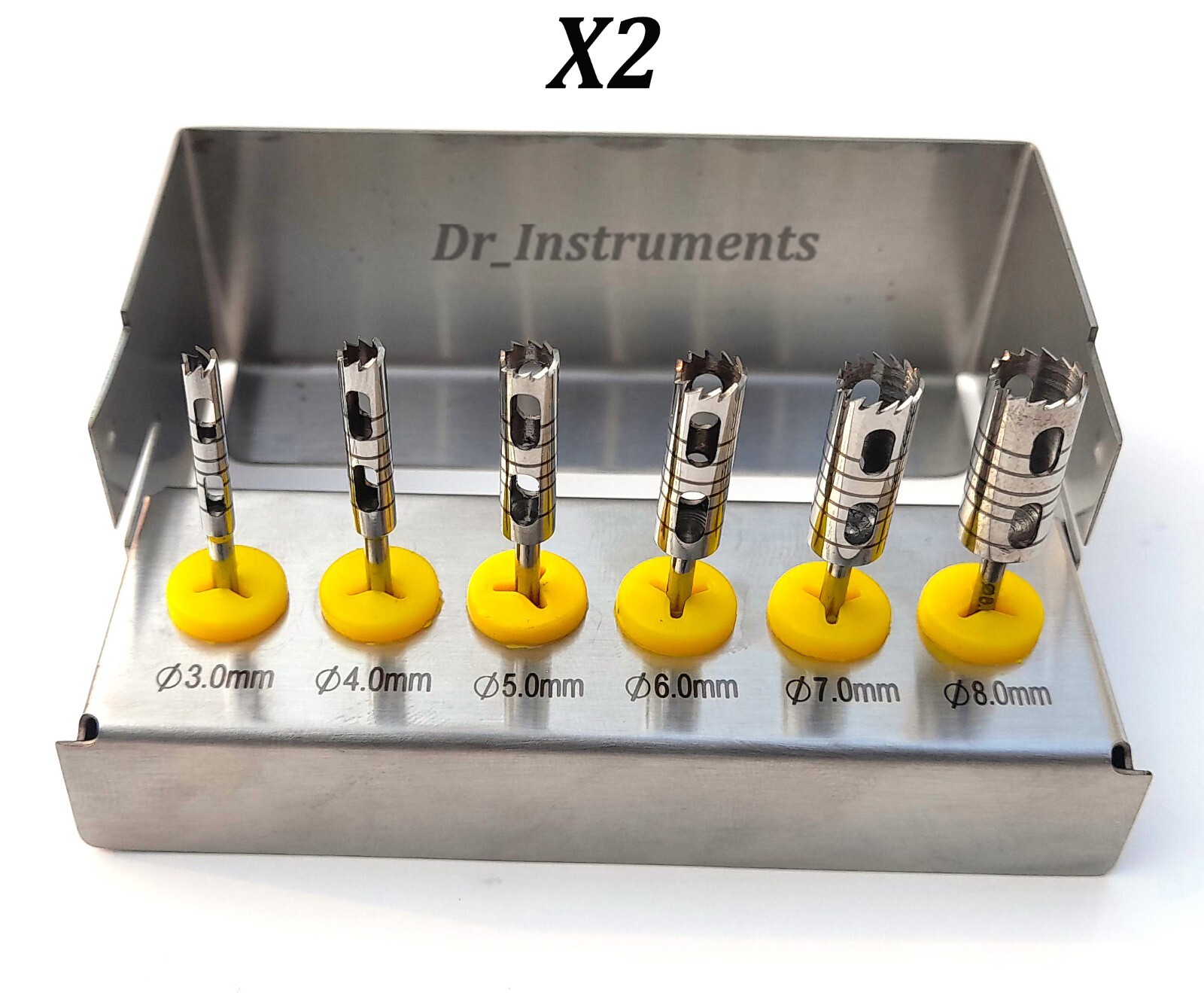 Dental Long Trephine Drills Kit 6 Pcs Implant Crown Removal Kit X2