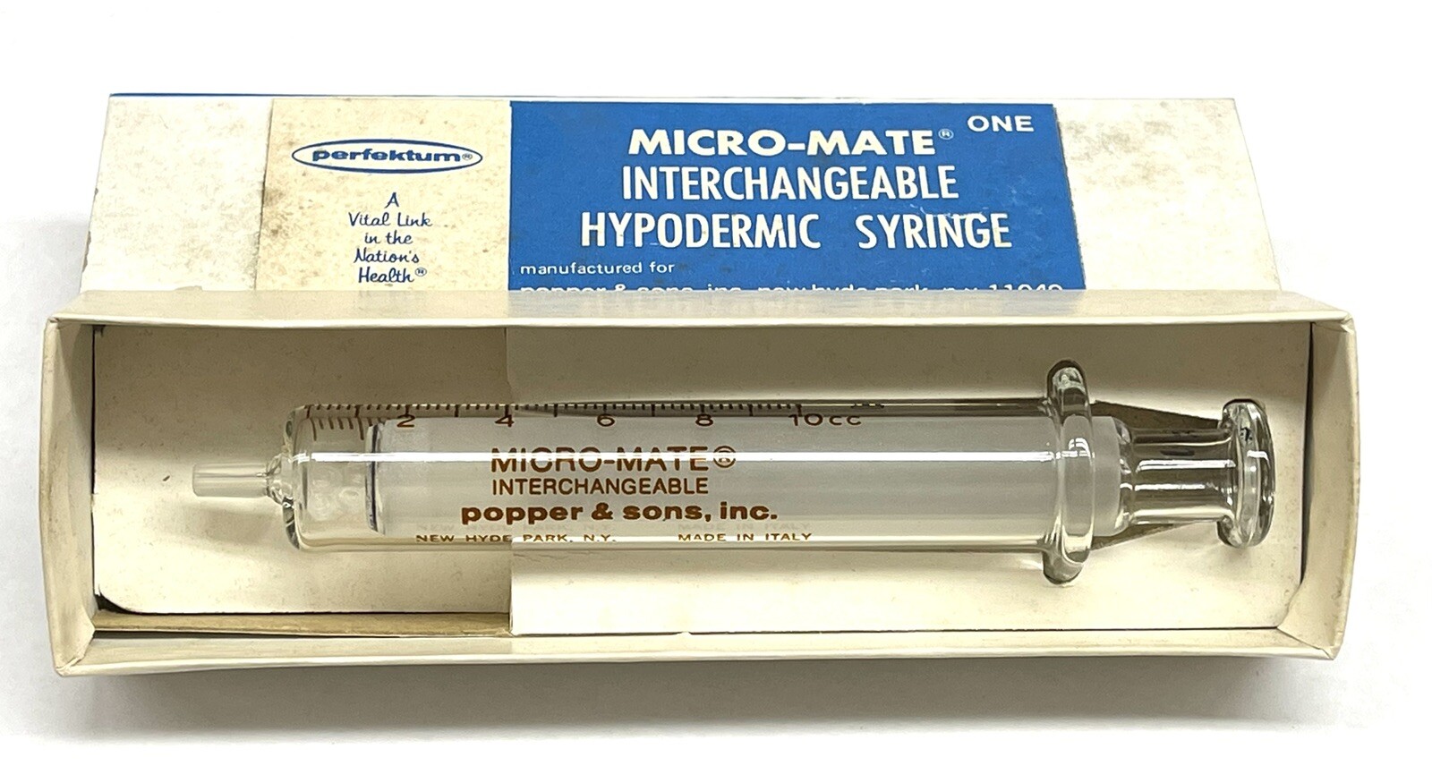 Perfektum Micro-Mate 10cc Interchangeable Hypodermic Luer Glass Tip Syringe