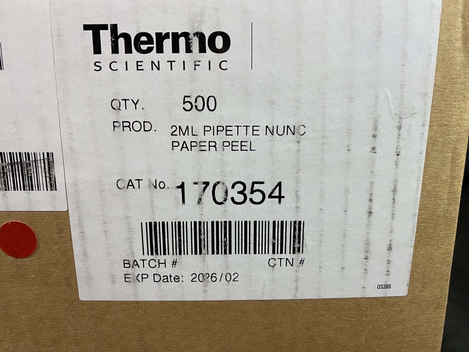 THERMO SCIENTIFIC Polystyrene 2mL Nunc Serological Pipette 170354 (500/cs)
