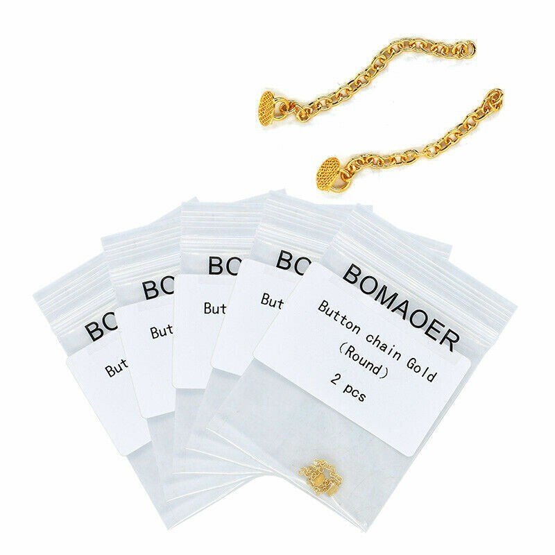 Dental Orthodontic Button Chains Lingual Chain Gold Plated 2pcs/pack Round