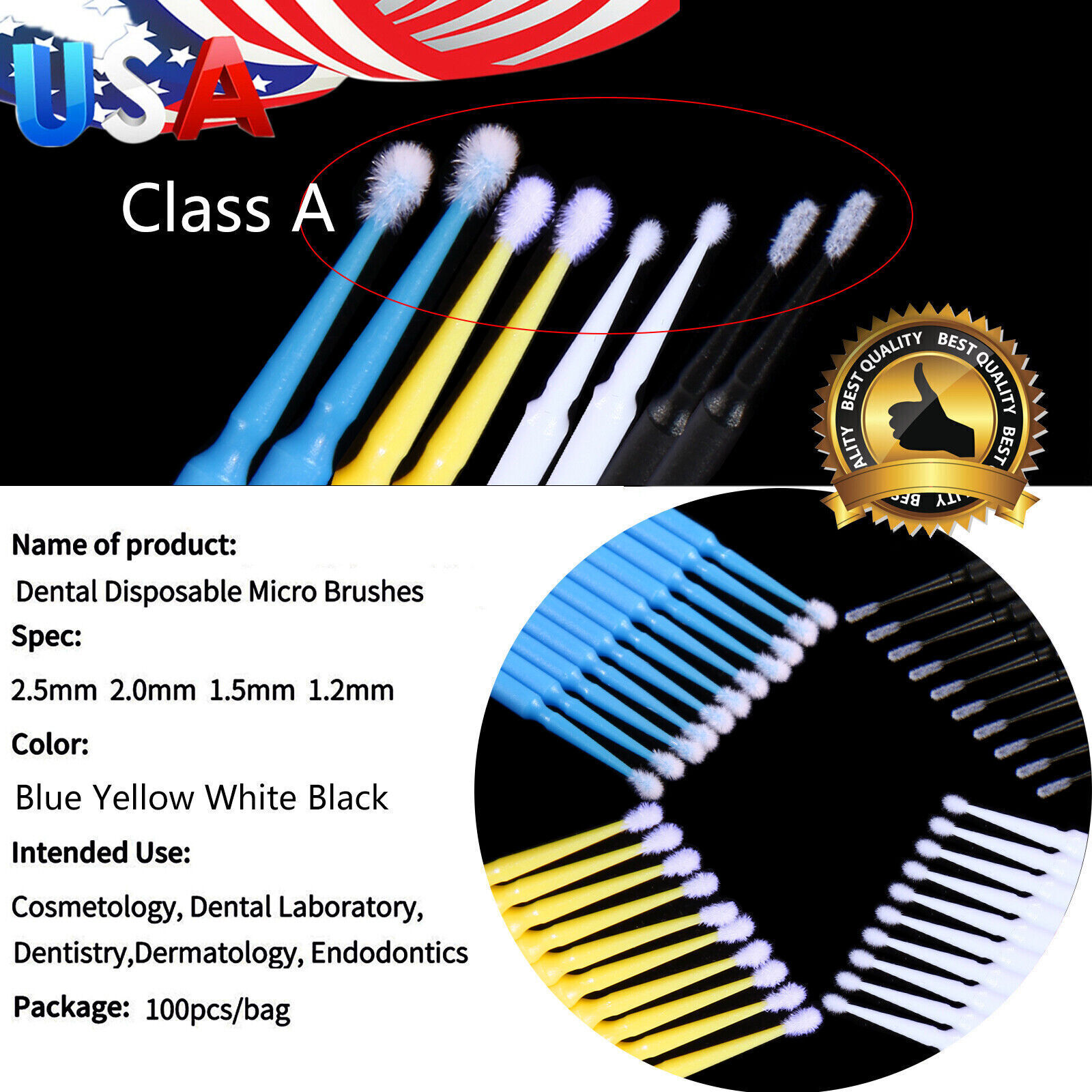 400 Microbrush Micro Brush Applicator Tips (Regular, Fine, Super Fine) Dental DL