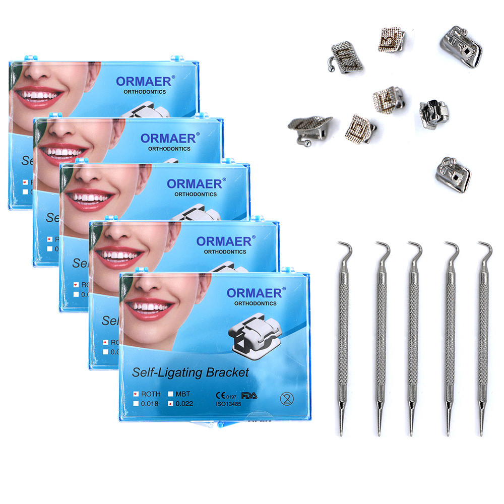 5 ORMAER Dental orthodontic Self-ligating Brackets roth 022 345 Hooks With tool