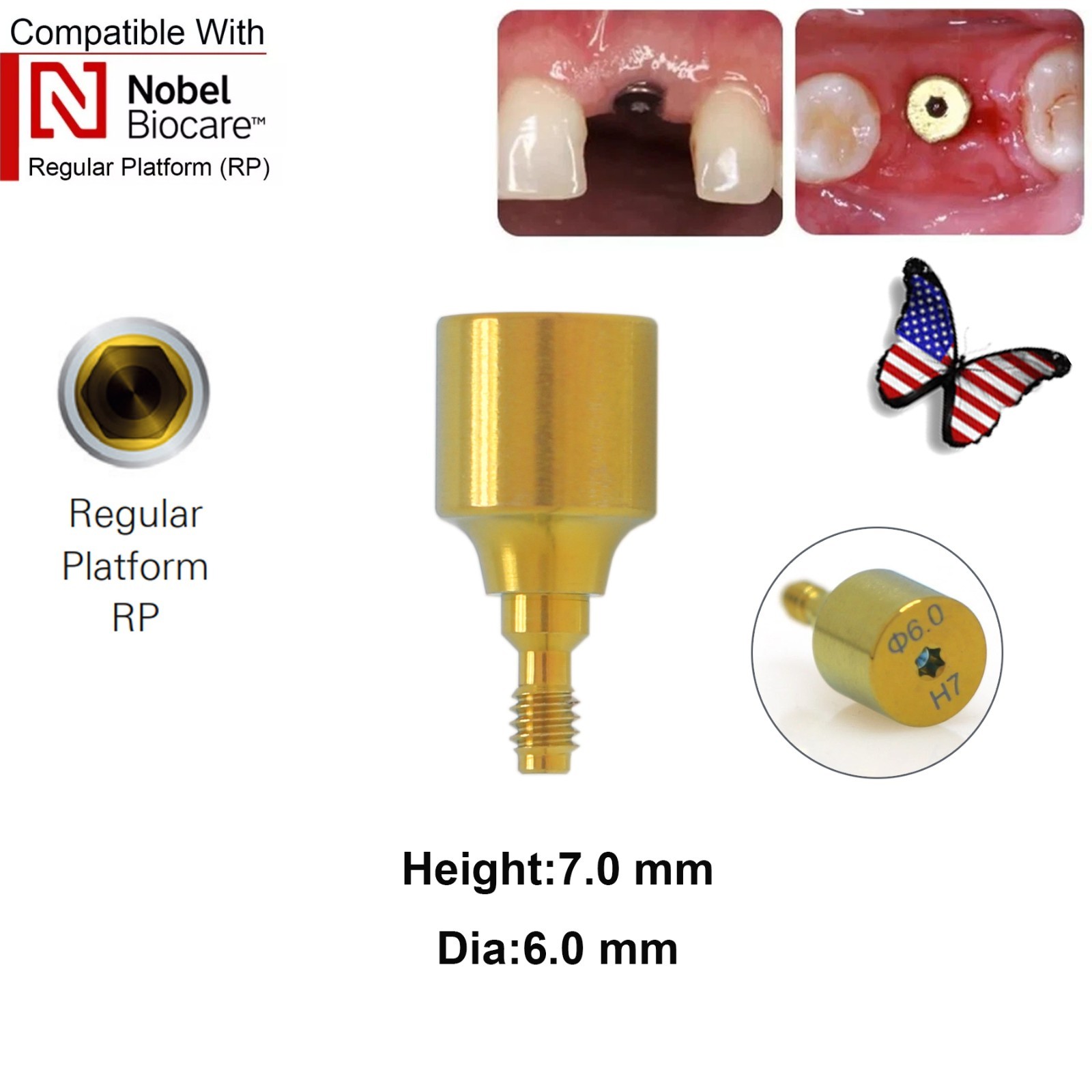 5Pcs Nobel active Healing Abutment Cover Screw Healing Screw Gum Molding Implant