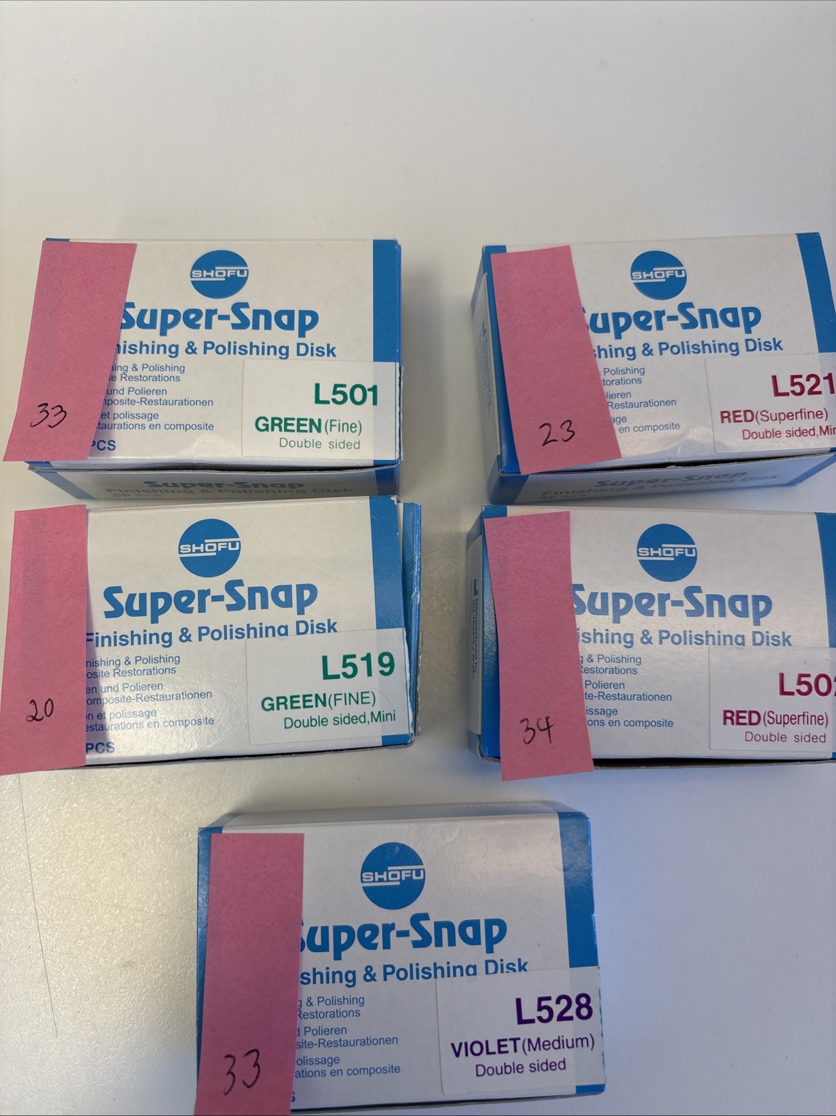 LOT Shofu Super-Snap Finishing Polishing Disks Med Fine Superfine Regular/Mini