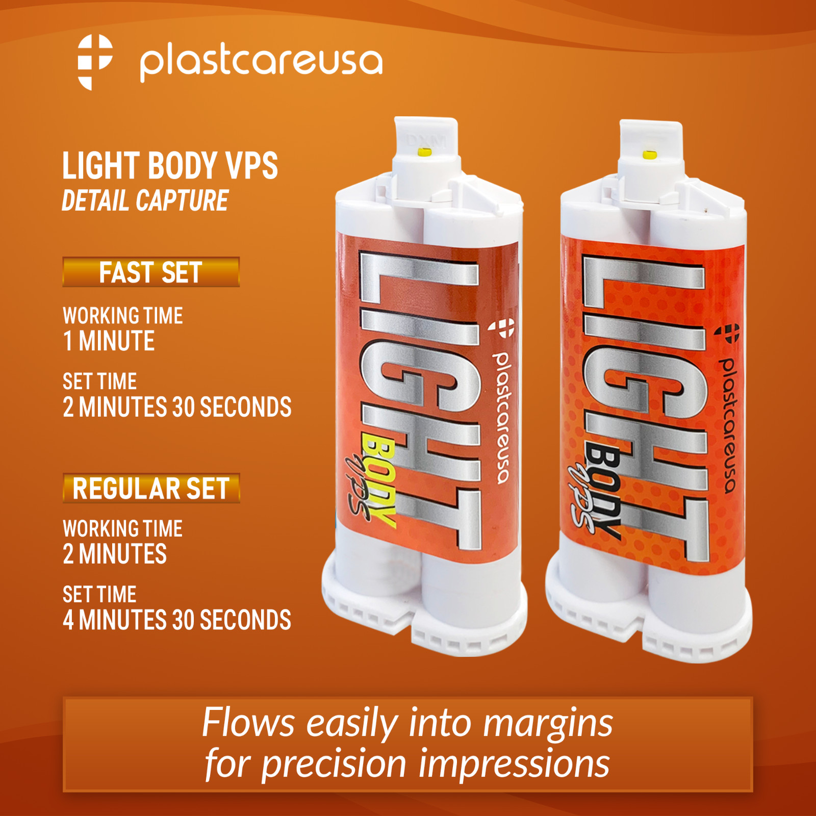 Light Body VPS Fast Set Dental Impression Material 8 x 50ml Cartridges + 16 Tips