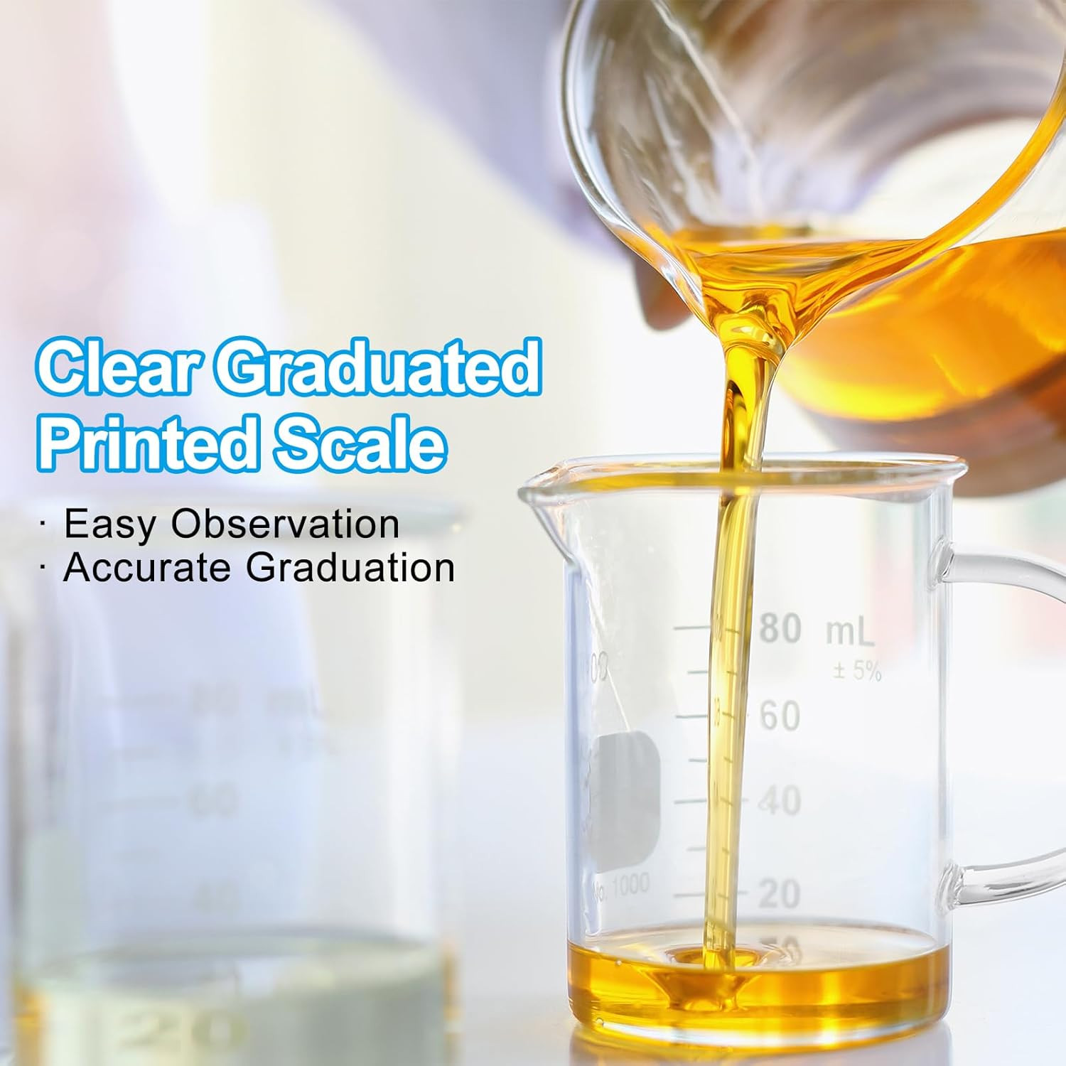 250Ml Glass Measuring Cup, 3.3 Borosilicate Graduated Black Printed Scale Liquid
