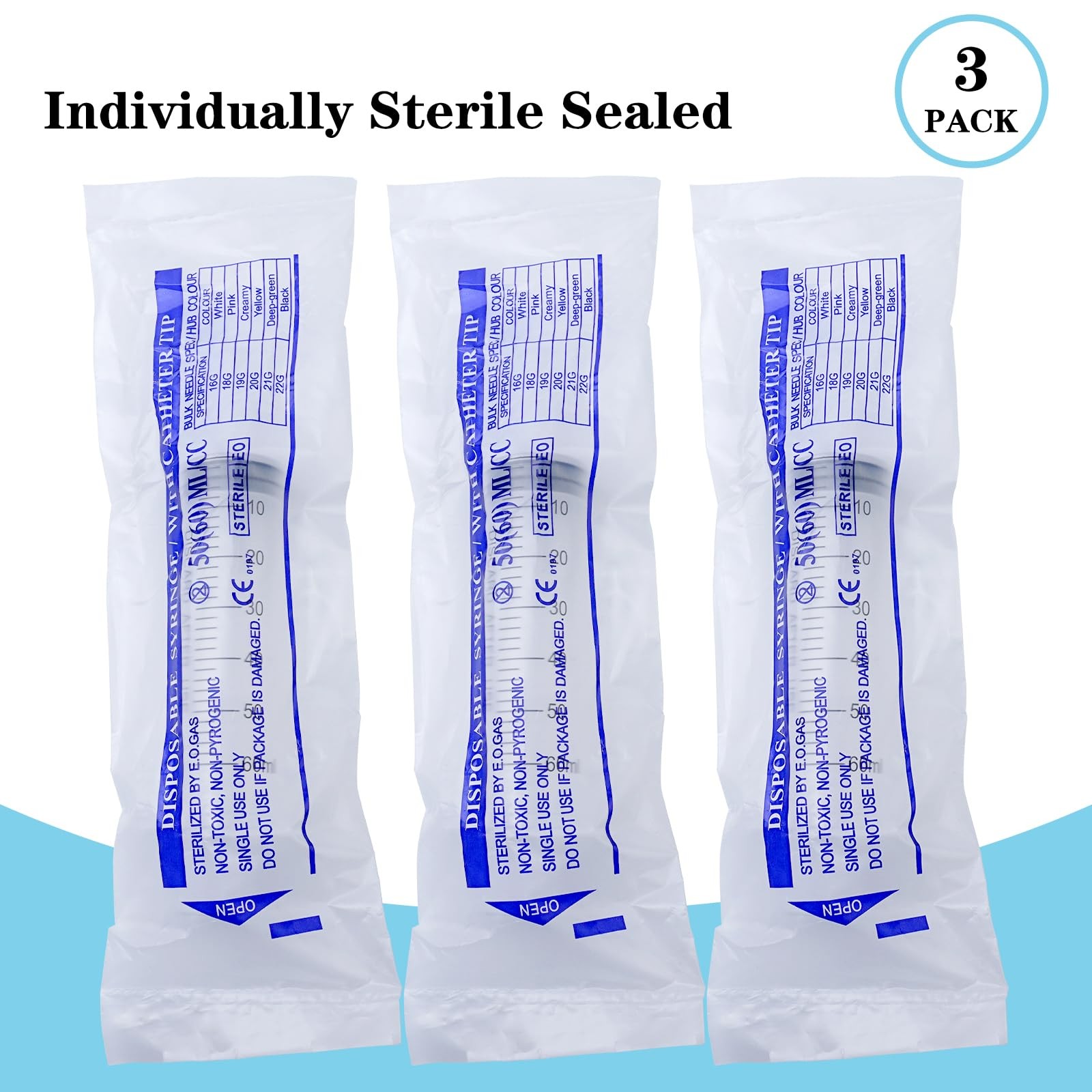 60ml Syringe with Cap, Syringes without Needle for Liquid, Scientific Plastic