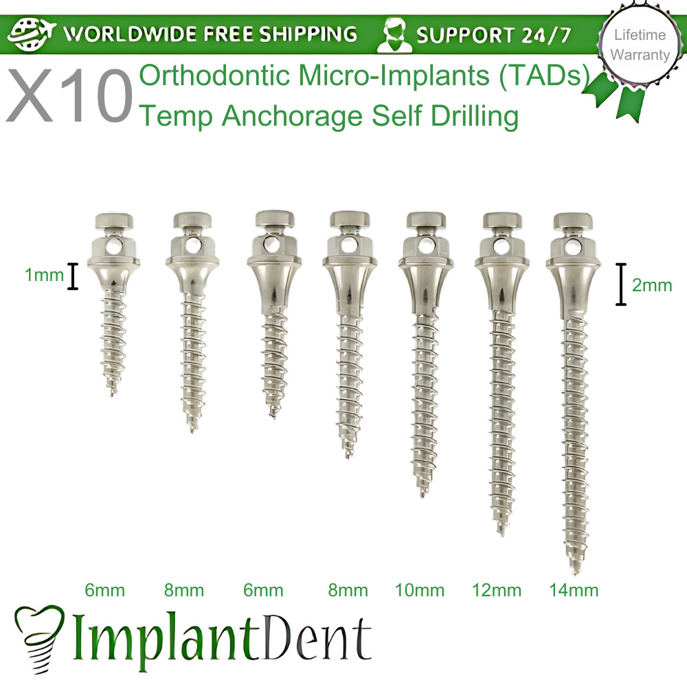 10x Dental Mini-Screw Temp Anchorage Self Drilling Titanium TADs 1.5mm