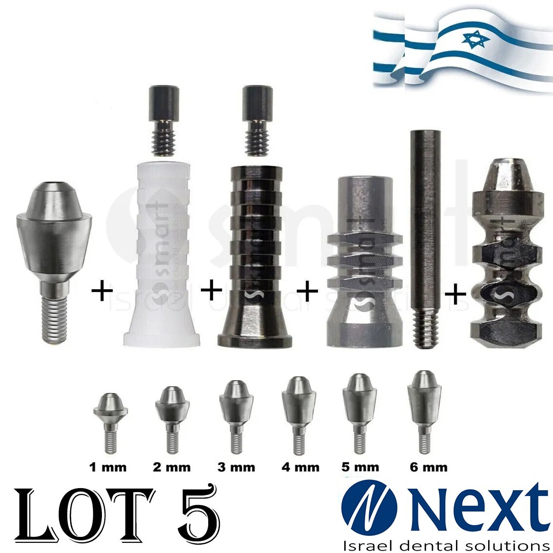 LOTx5 Straight Multi Unit set analog transfer sleeves titanium 1- 6 mm