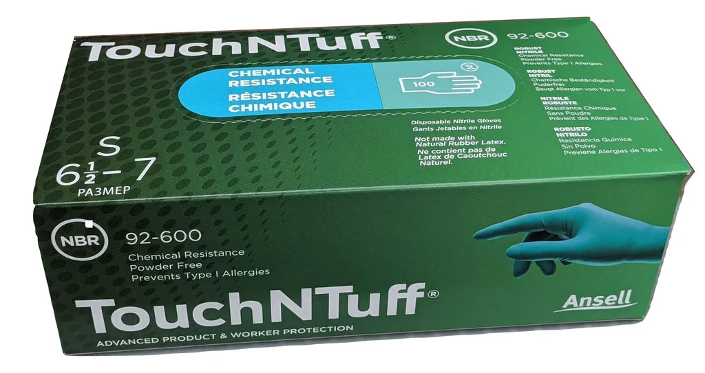 Ansell 92-600 Touch N Tuff Teal Nitrile Powder Free Small Box 100 Each