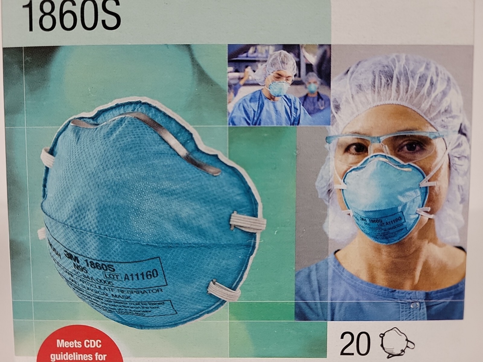 NIB 3M 1860S N95 NIOSH SMALL Face Mask Particulate Respirator 20/box