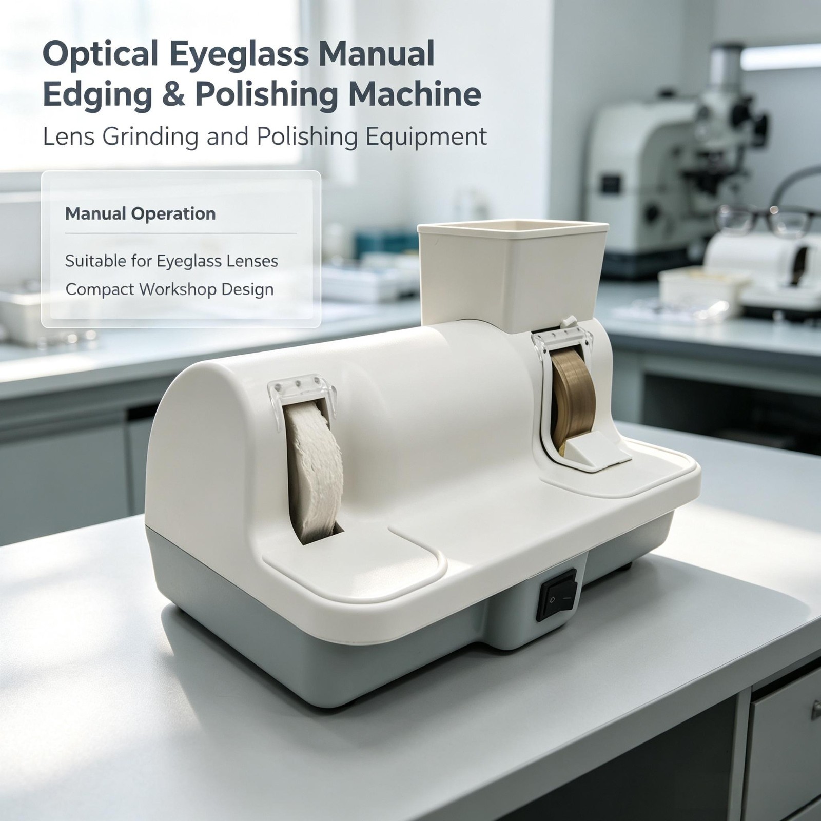 110V Optical Hand Edger Manual Lens Grinder Eyeglasses Edging Machine 120W