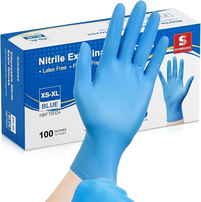 100 Pack Nitrile Disposable Gloves – Powder Free, Cleaning & Household Use