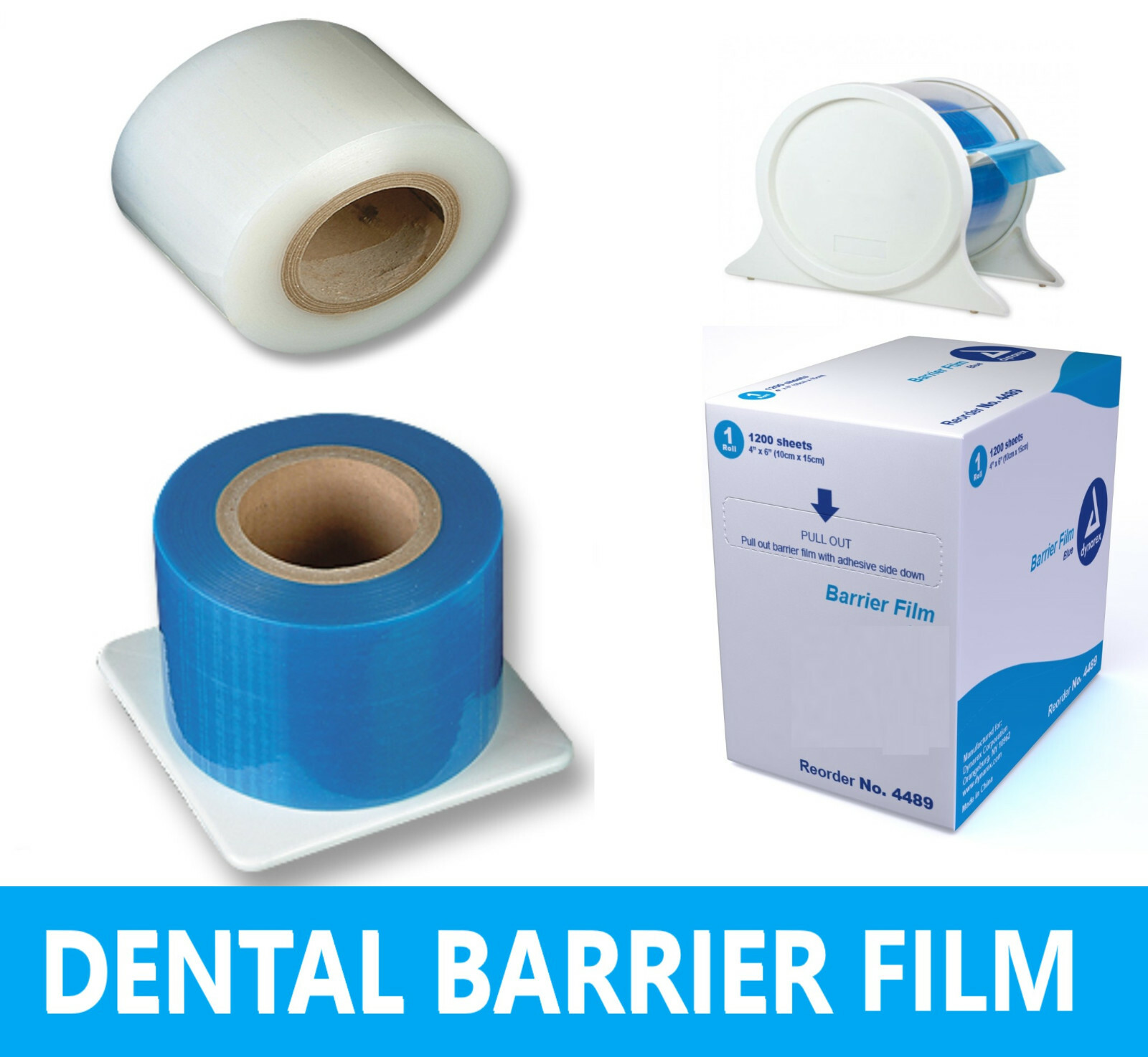 Dental Barrier Film Cover Film, Clear, Blue or Dispenser, 2″ 4″ – 600, 1200 Roll