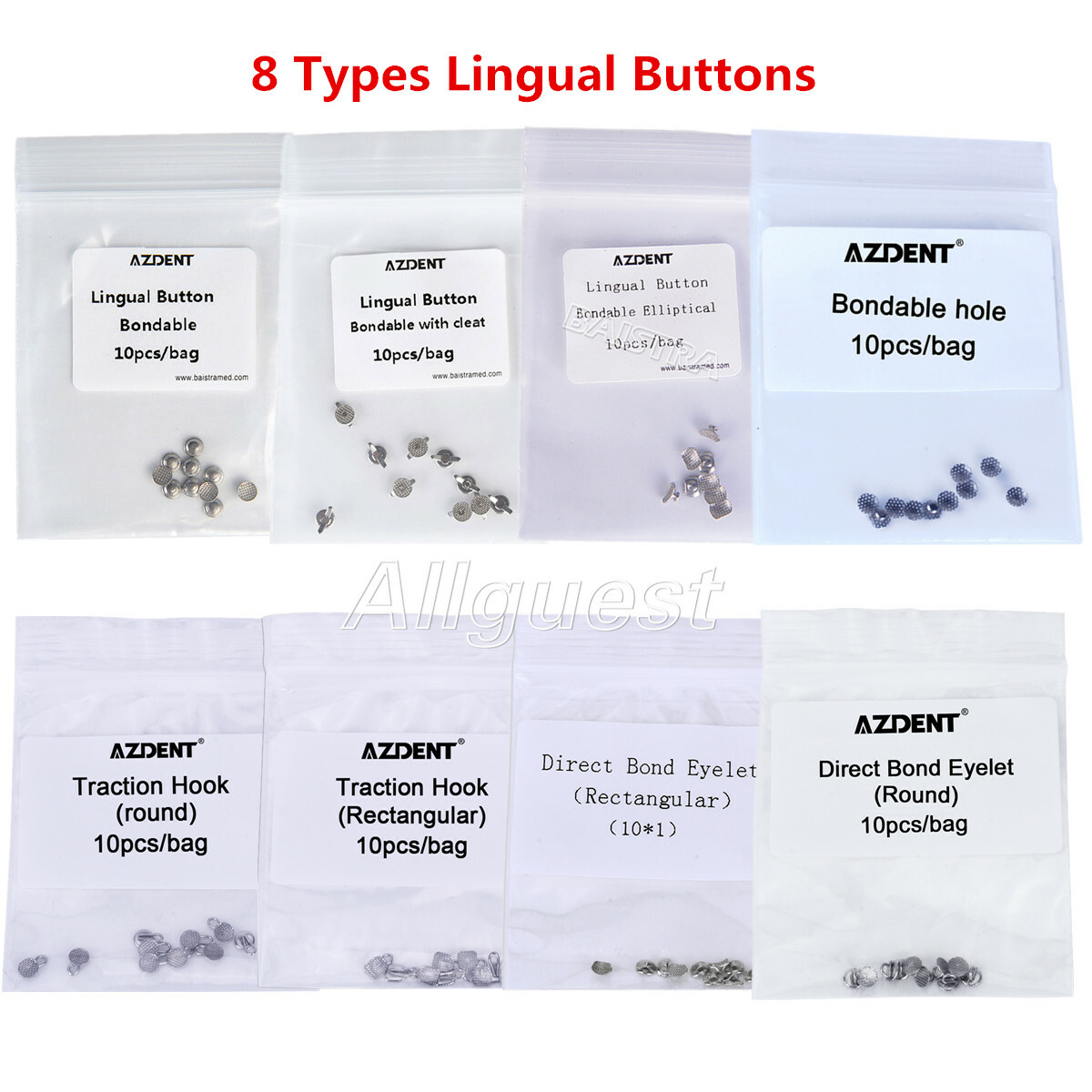 Dental Orthodontic Lingual Button Bondable Round/Rectangular Base Direct Eyelets