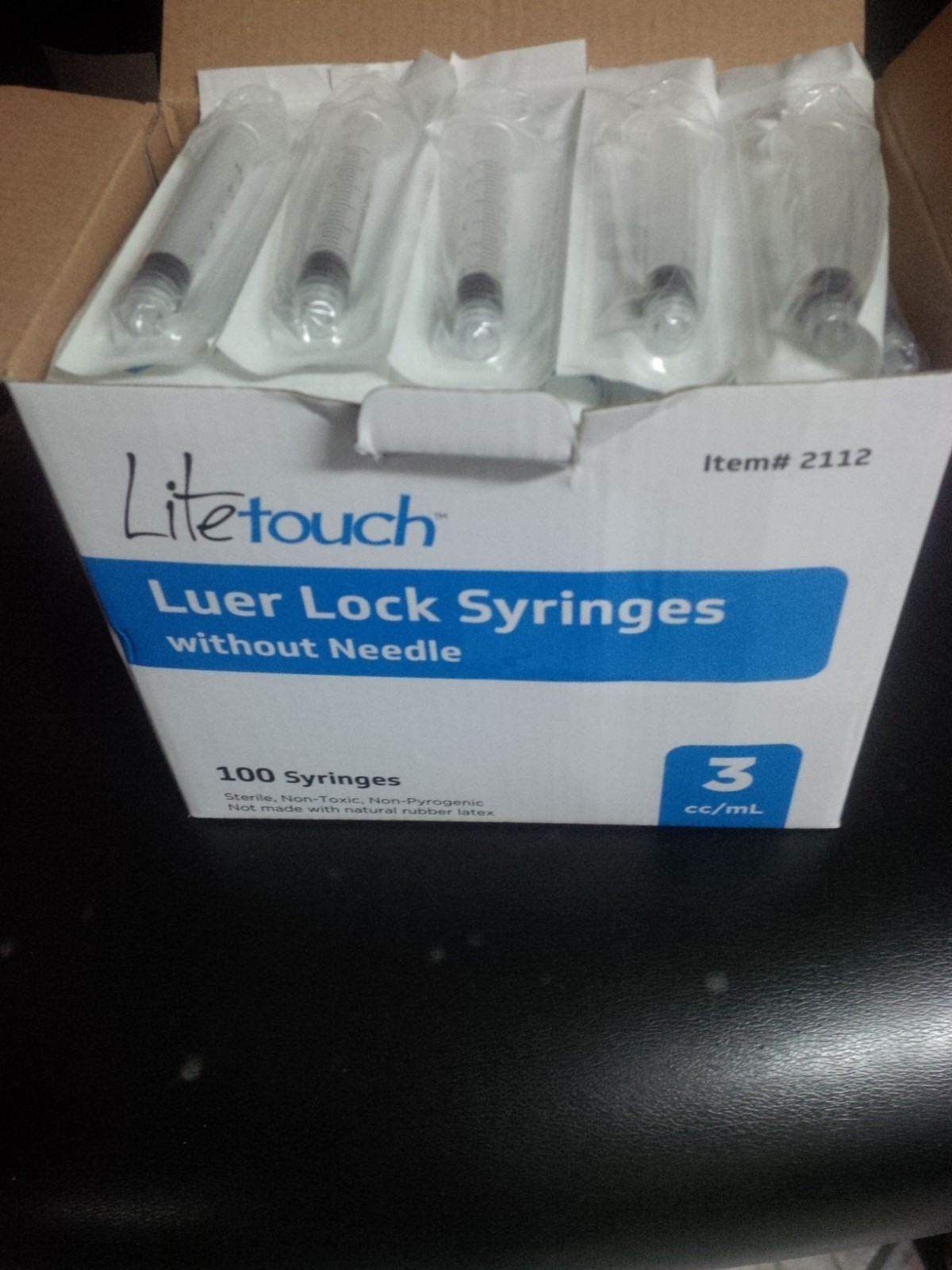 Litetouch Luer Lock Syringes without needle 100 Syringes 3cc/ml
