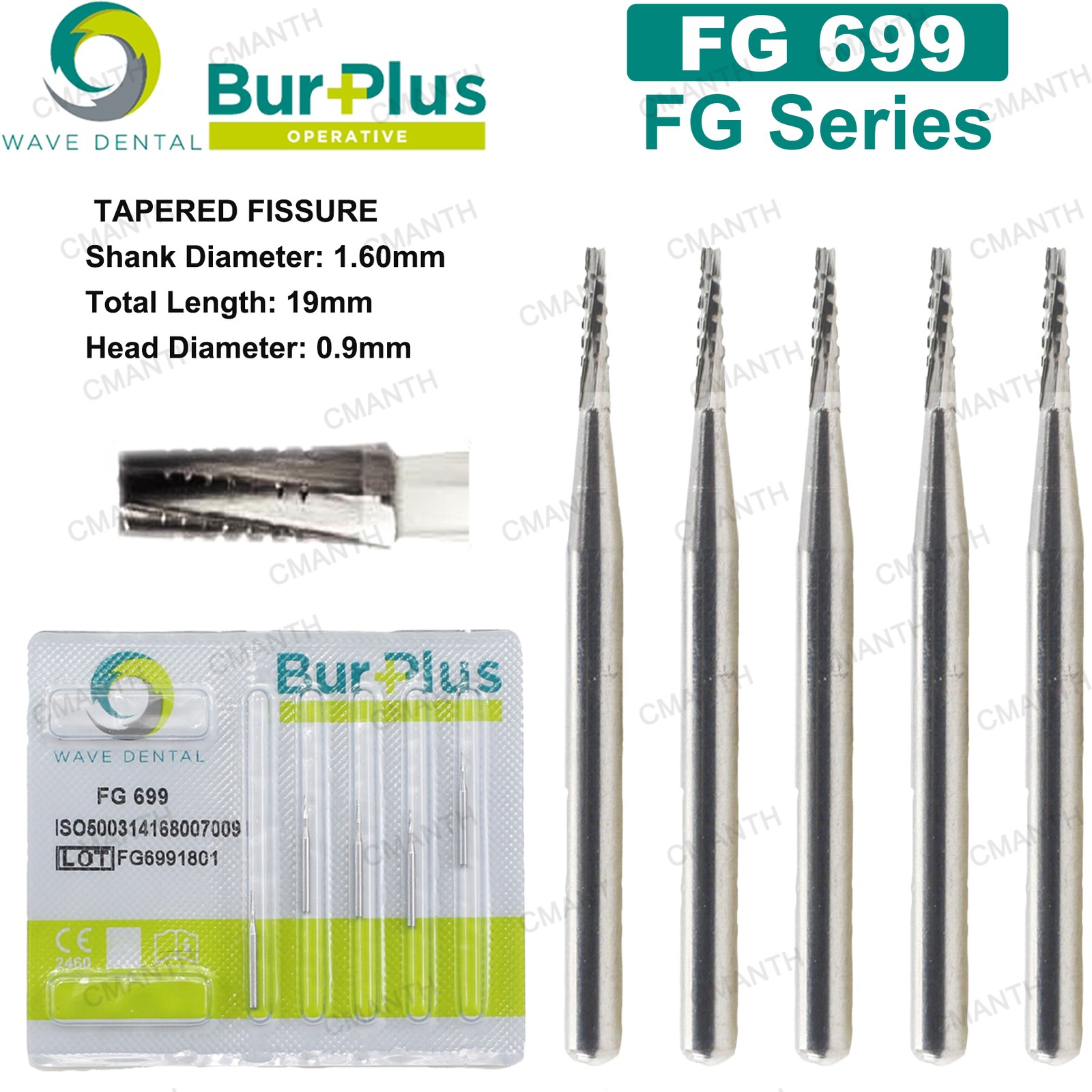 US Wave Dental Surgical Carbide Burs FG Tungsten Bur 19mm Friction Grip 699 702