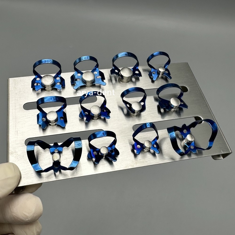 Endodontic Rubber Dam Clamp With Sliver Tray Dental Lab Instruments 12pcs/Kit