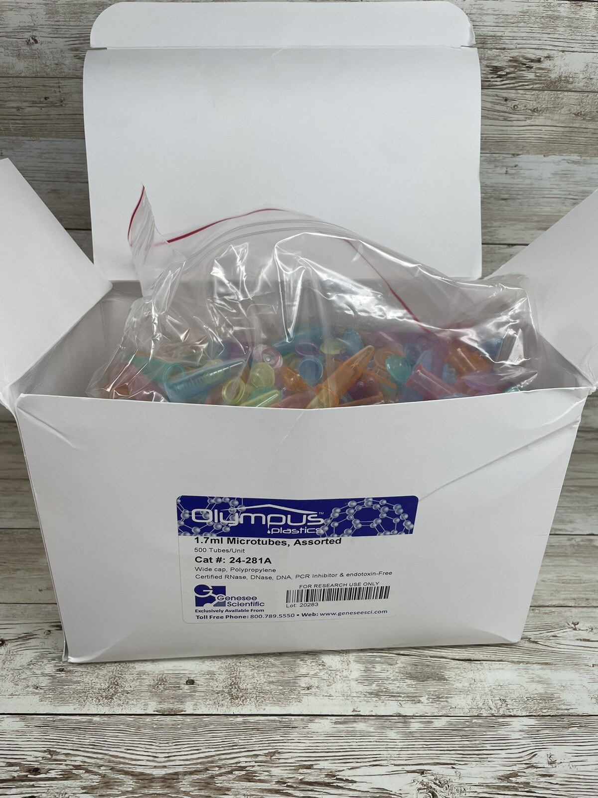 500, Olympus 1.7ml Microtubes Assorted Colors 24-281A Polypropylene Wide cap