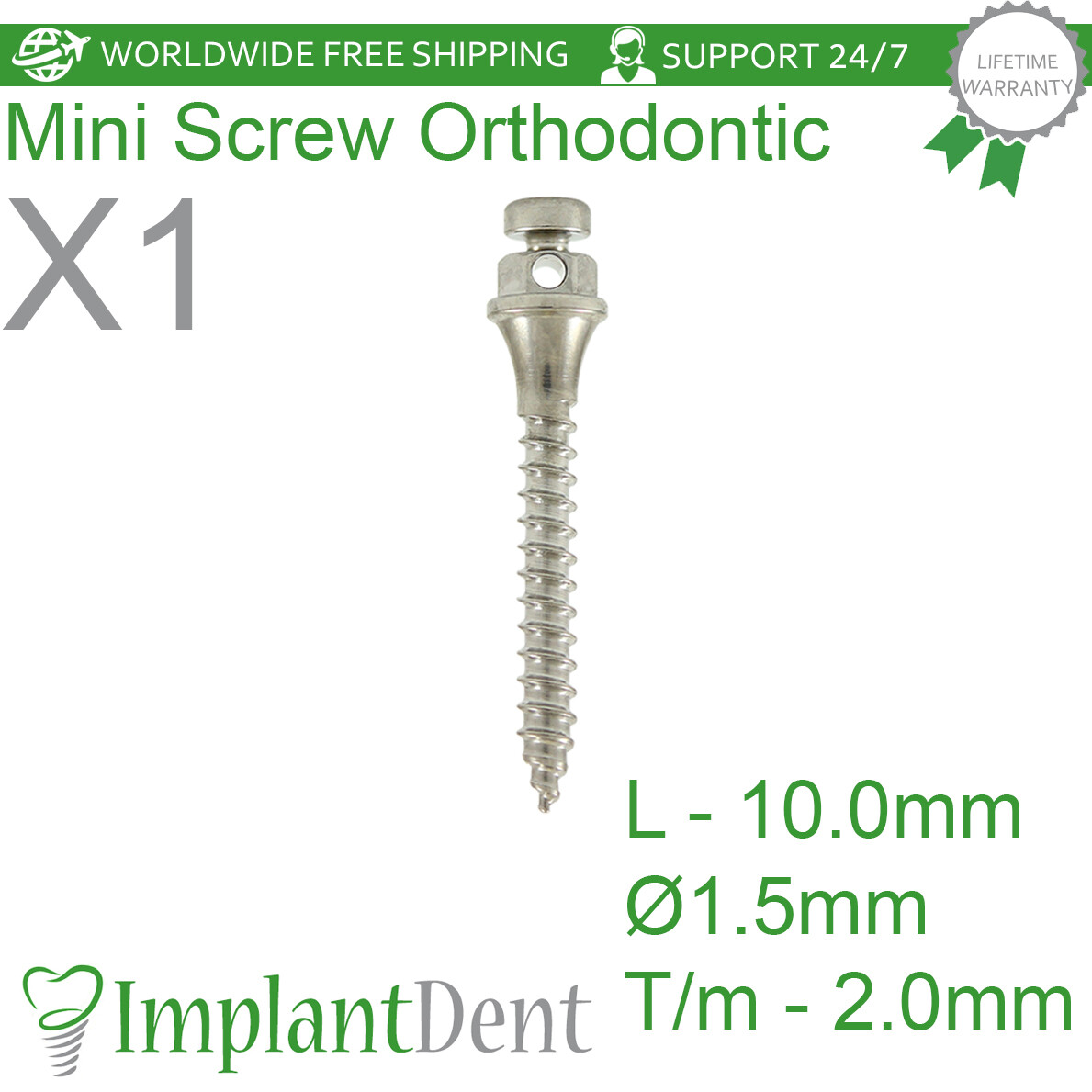 1x Dental Orthodontic Micro Fixture TADS L-10.0mm Titanium Mini Screw Dentistry
