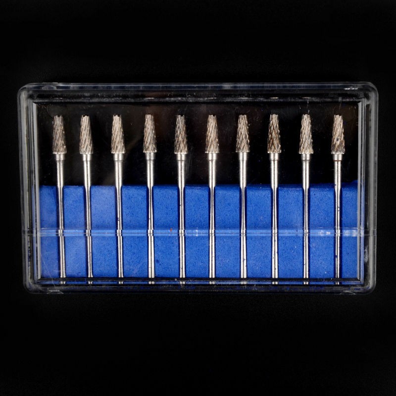 10 Pcs Dental Tungsten Carbide Steel Burs Acrylic Coarse Cutters 2.35mm L4 F6