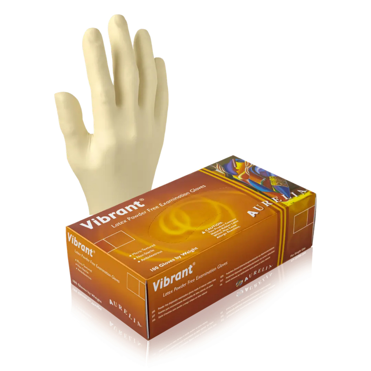Aurelia Vibrant Latex Powder Free Gloves, 100/Box, Small