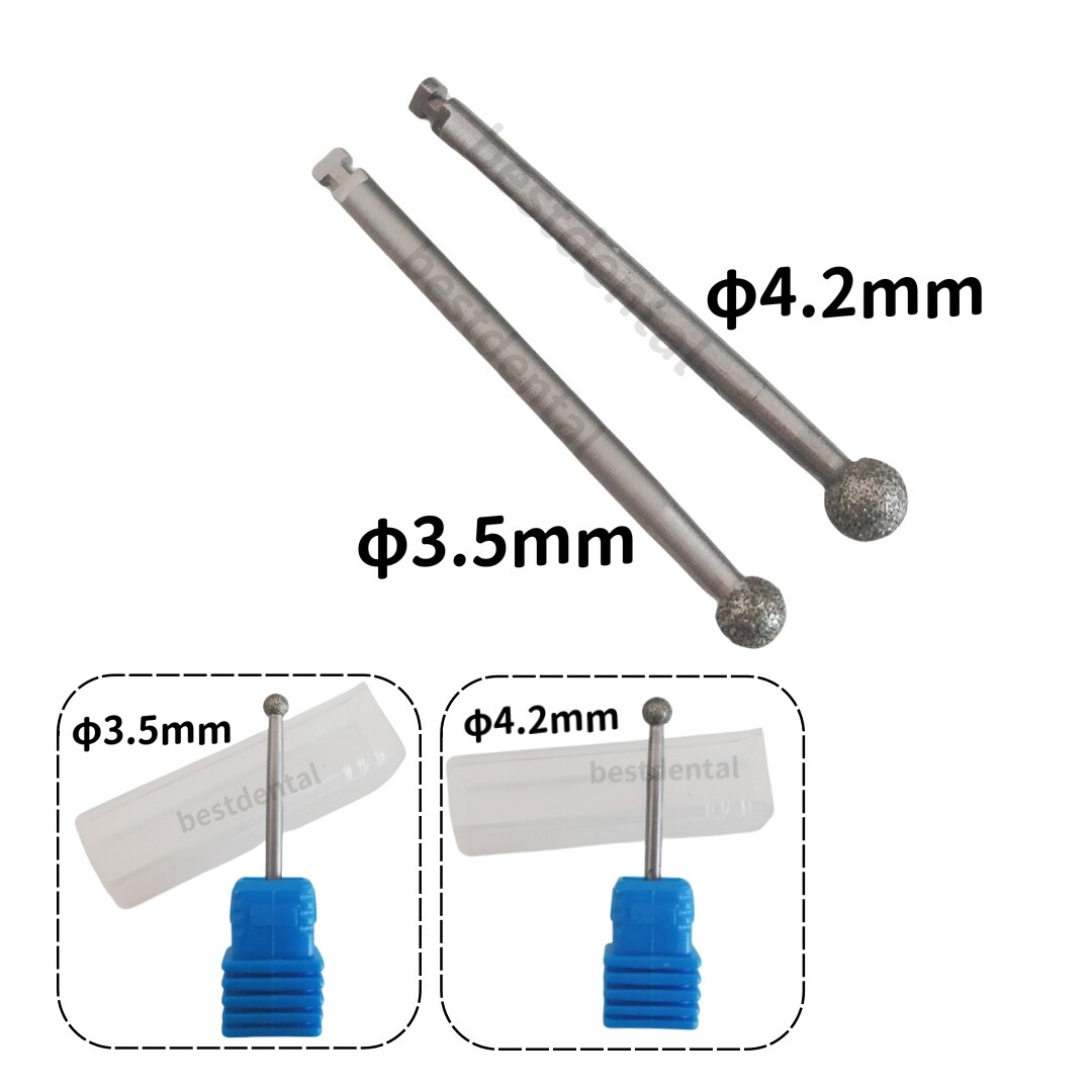 Dental Diamond Round Ball Burs Bone Trimming Cutting Bur Cutter Drills 3.5/4.2mm