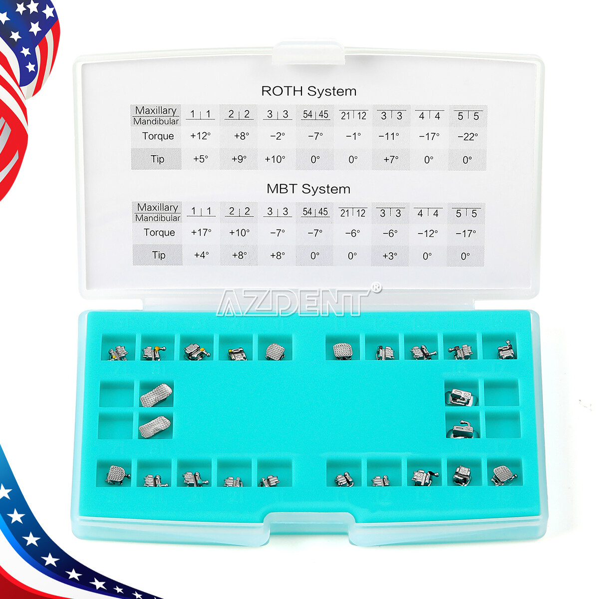 10XDental Orthodontic Self-Ligating Brackets Brace Metal Mini Roth.022 Hooks 345