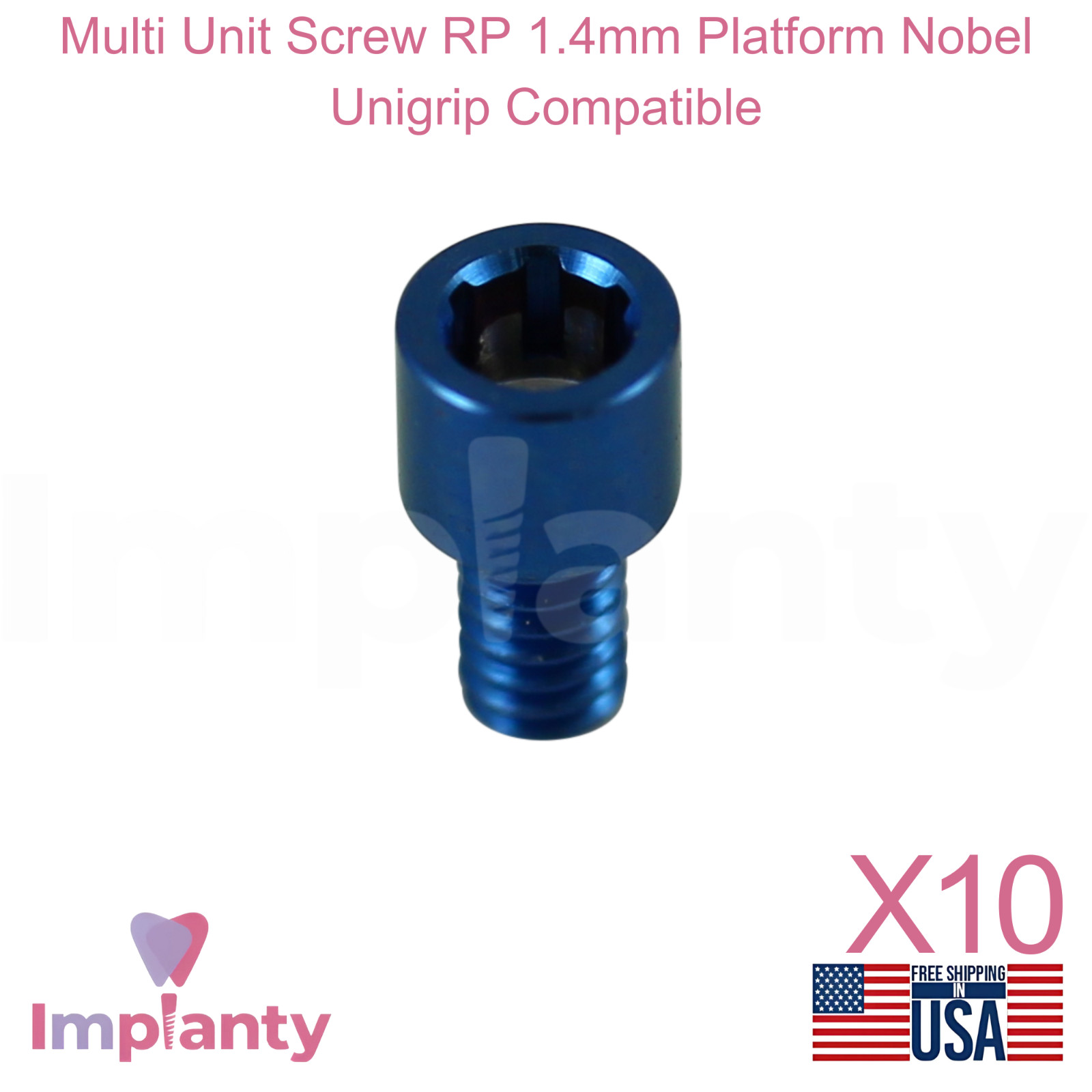 10x Multi Unit Screw RP 1.4mm Platform Nobel Unigrip Compatible 4.0mm Length