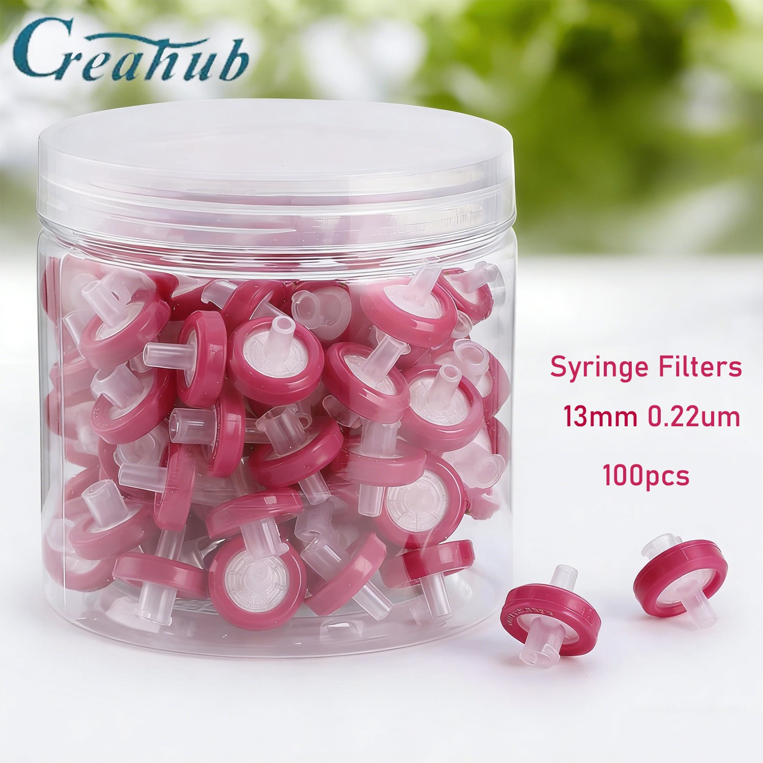 100Pcs Non Sterile PTFE Membrane Syringe Filter 13mm 0.22 Chemistry Hydrophilic