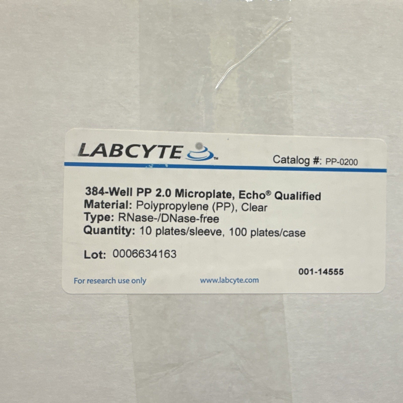 LABCYTE 384-Well PP 2.0 Microplate Echo Qualified PP-0200 Lab Use