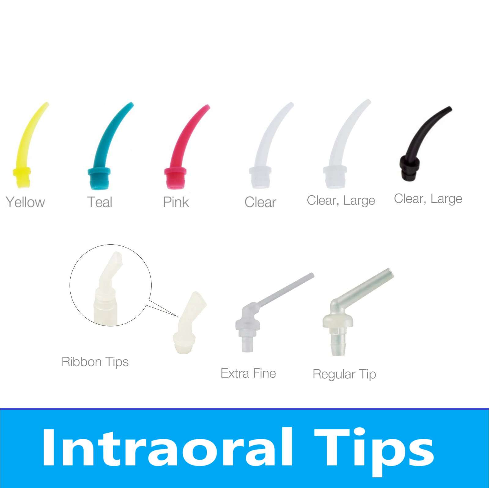 Dental Yellow Intraoral Tips, Pink Intraoral Tips, Ribbon Tips, Fine Tips 100/Bg