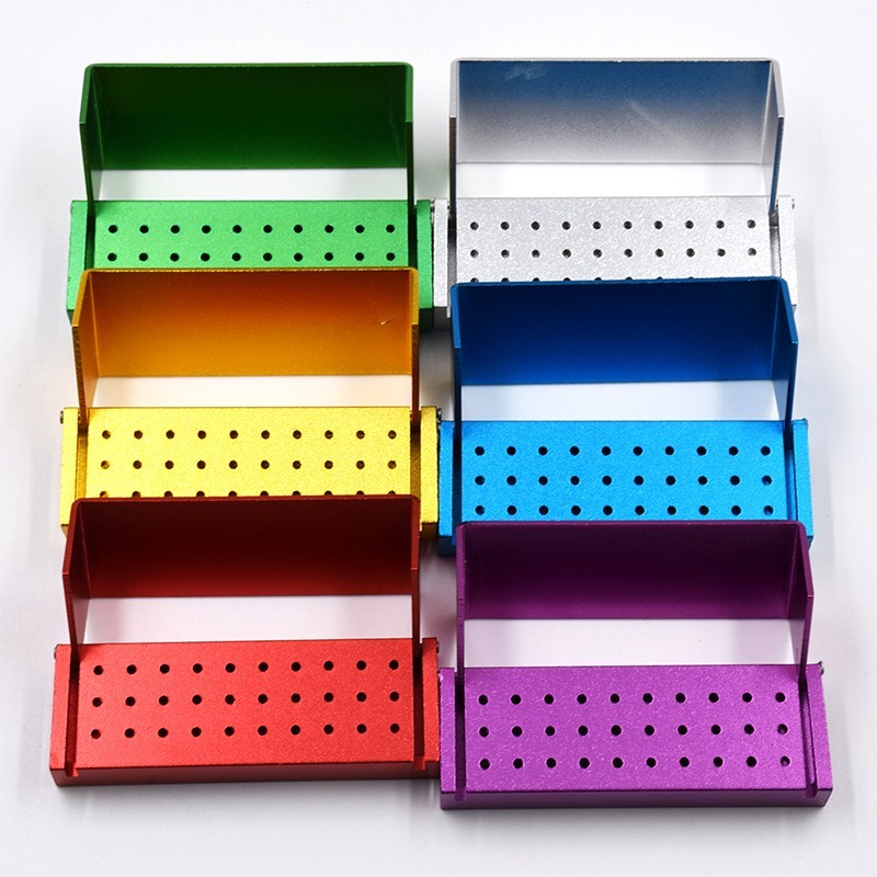 Dental FG Bur Burs Holder Block Disinfection Box Aluminium Autoclave 30 Holes