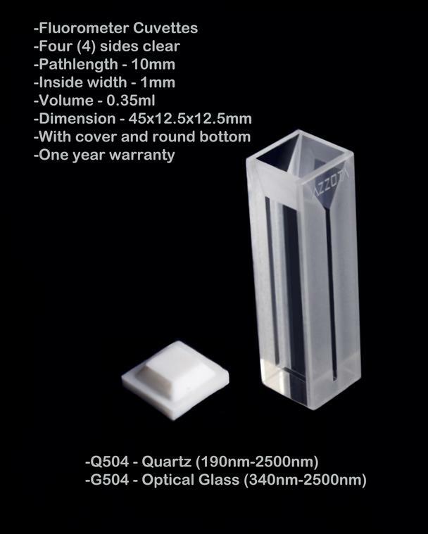 Azzota® 10MM PATHLENGTH FLUOROMETER CUVETTE, 0.35ML, GLASS