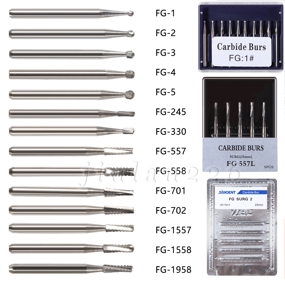 10 /5 Pcs FG High Speed Dental Tungsten Steel Carbide Crown Metal Cutting Burs