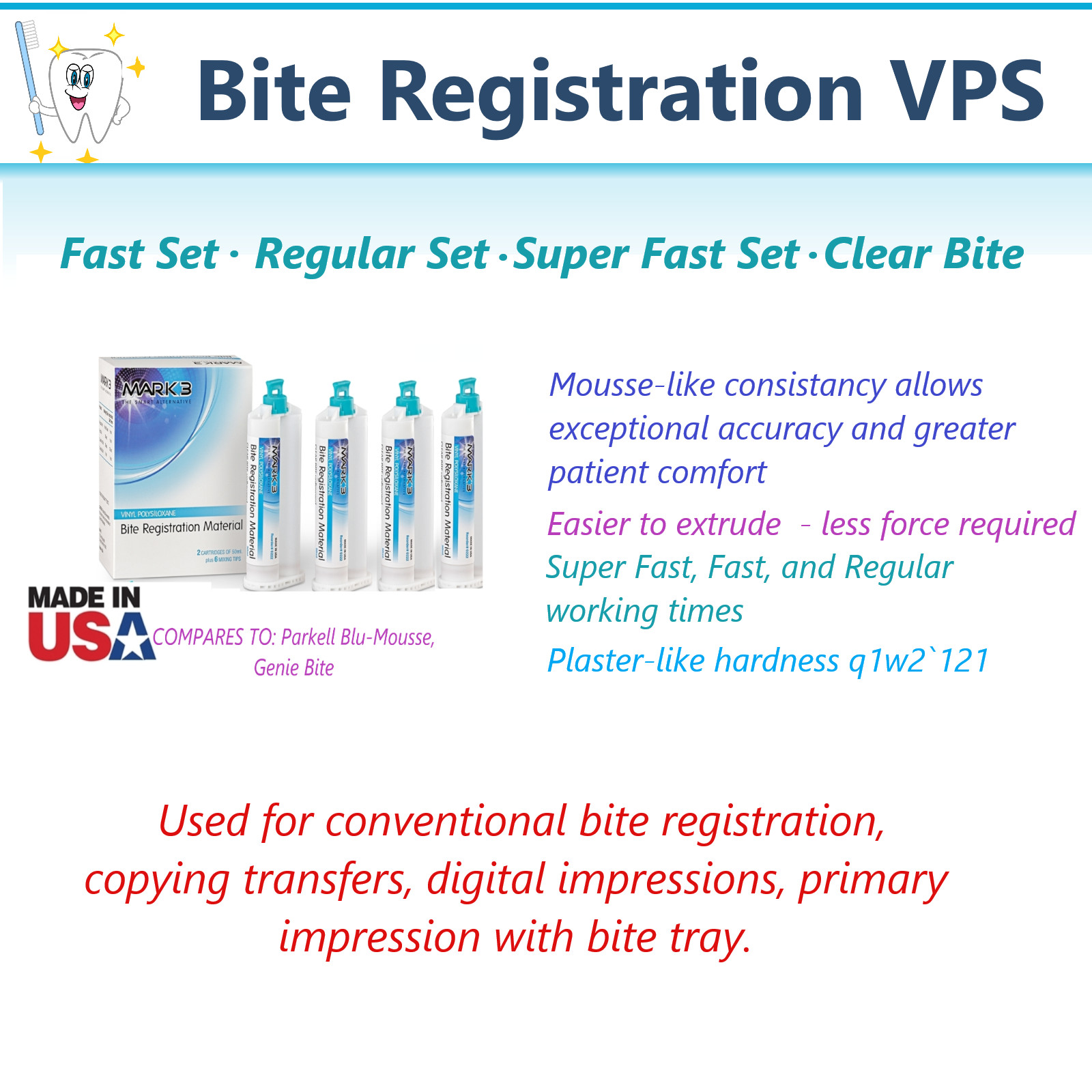 Dental Bite Registration VPS Impression Material Regular Set, Super Fast Set