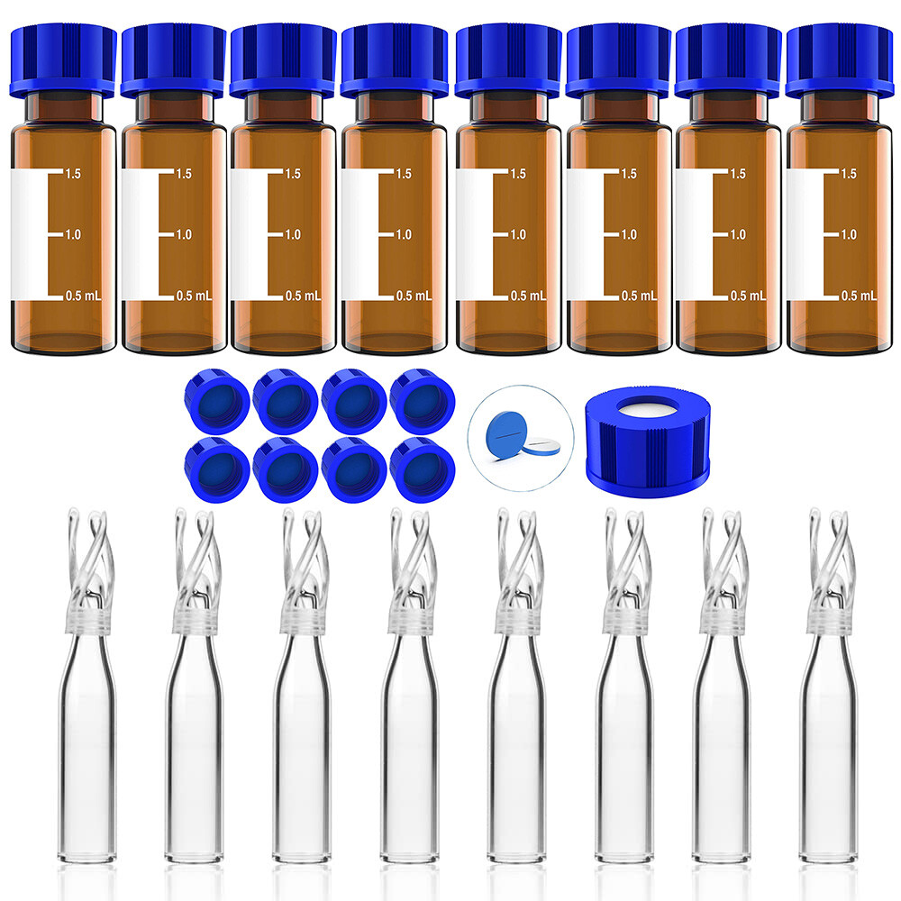 Simpure 2000x 2ml Clear/Amber Autosampler Vials & Screw Caps +250uL Vials Insert