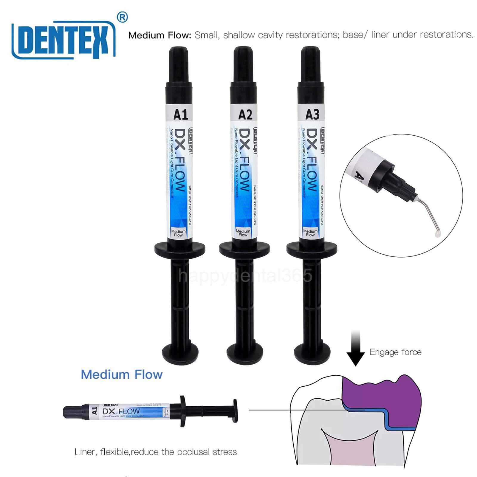 Dental DENTEX Medium Flow DX.FLOW Flowable Light Cure Resin Free Ship