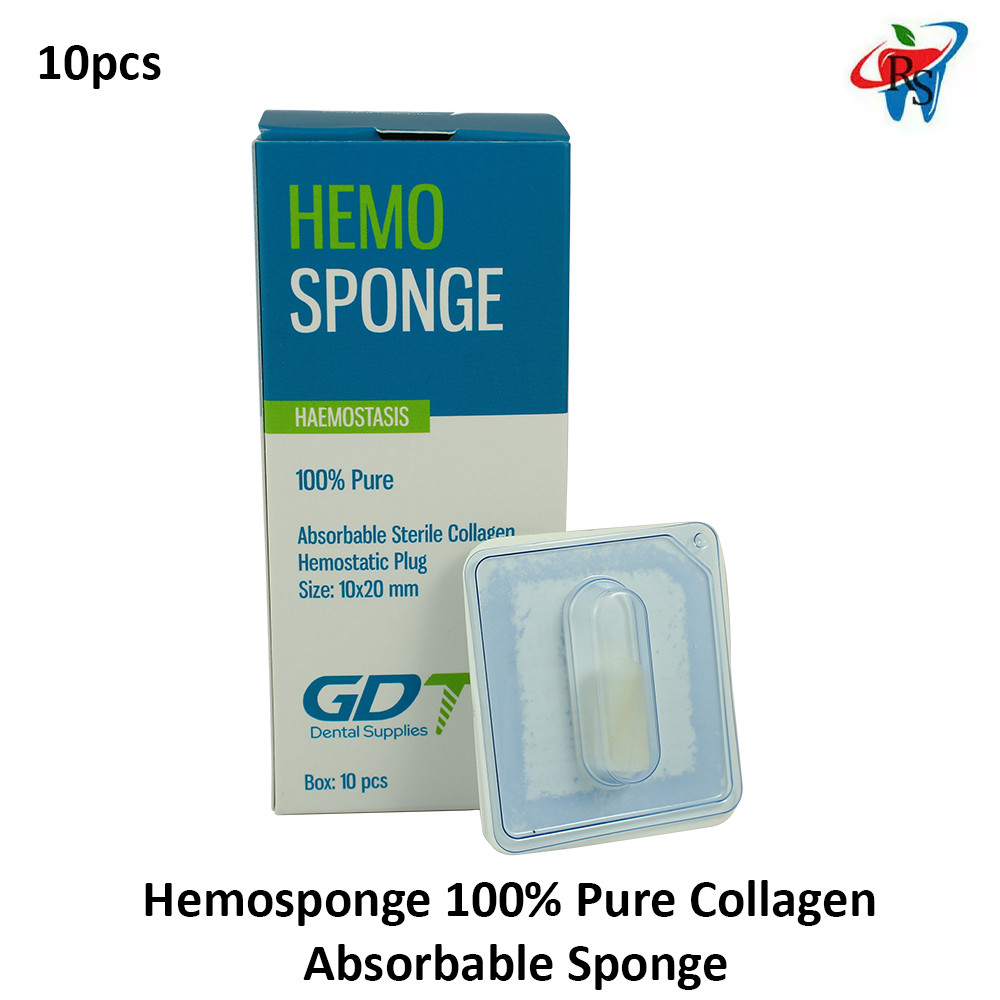 Dental Surg Hem0sponge Abs0rbabl Sponges Ø10x20mm 100% Pure Collagen 10pcs
