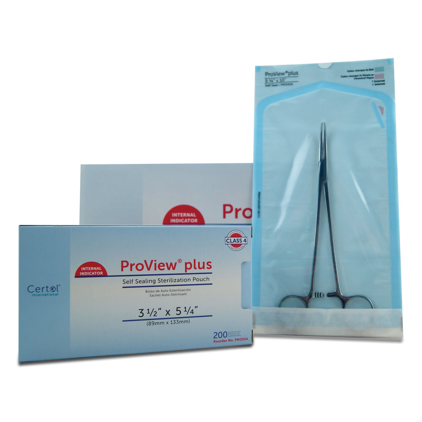 ProView® Plus Sterile Blue Self Seal Transparent Pouch 3-1/2 X 5-1/4 Inch 200
