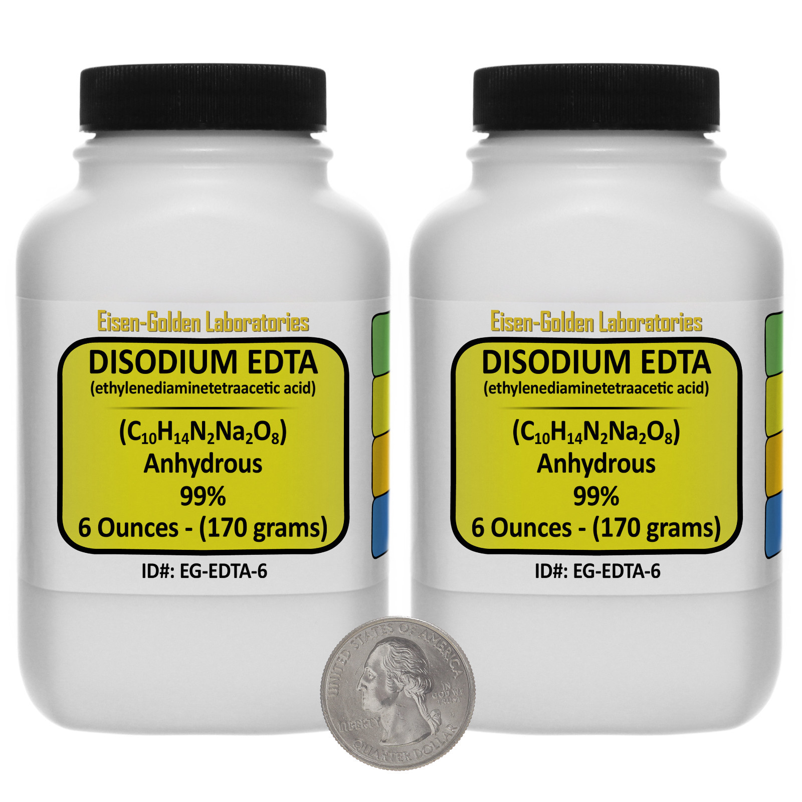 Disodium EDTA [C10H14N2Na2O8] 99% ACS Grade Powder 12 Oz in Two Bottles USA