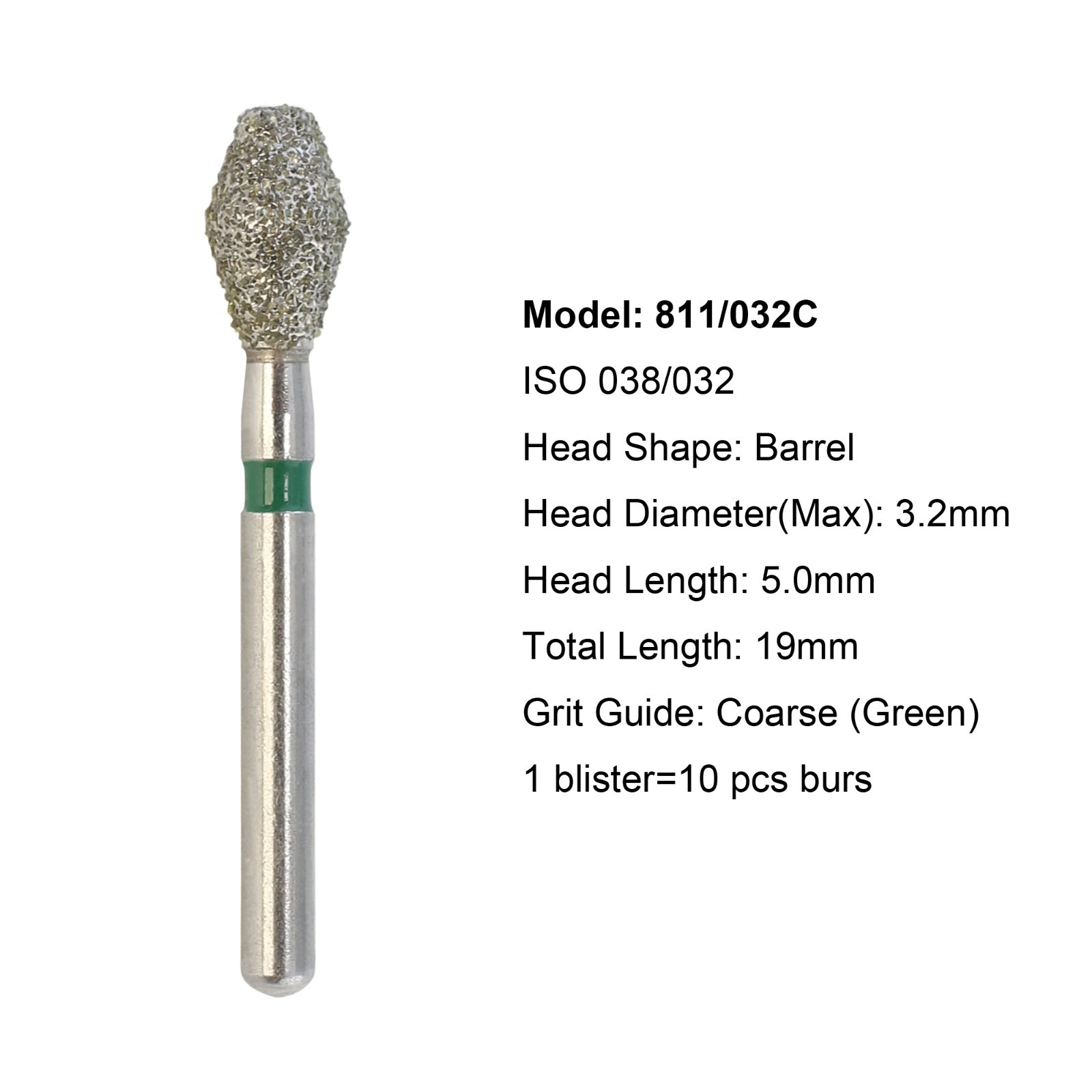 Dental Diamond Burs Barrel FG 811/032 033 038 Super Coarse Bur High Speed Burr
