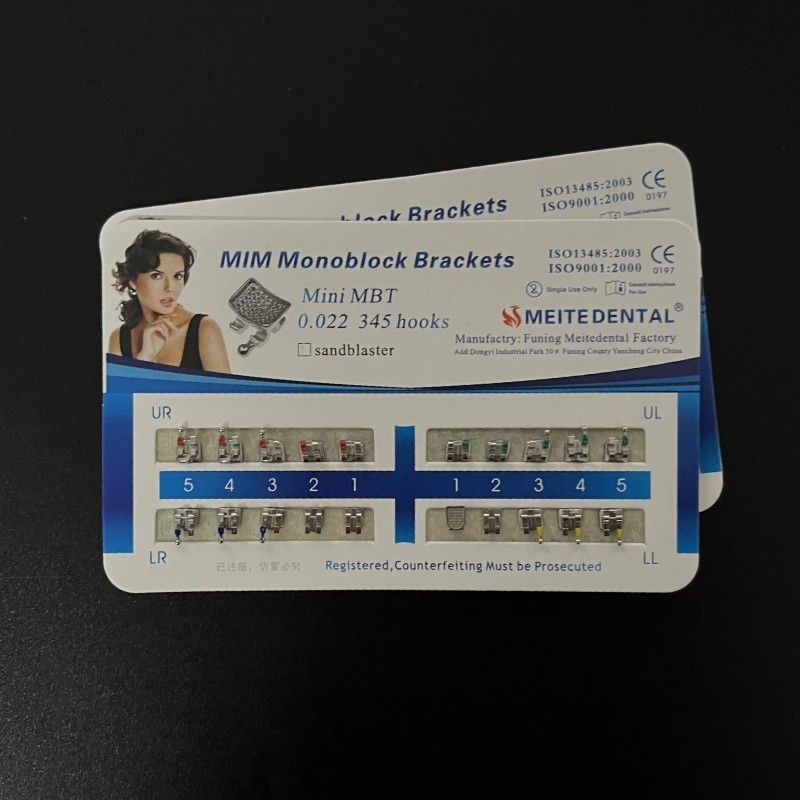10 Sets Dental Metal Brackets MIM Monoblock Mini MBT 022 345 hooks Mesh Base