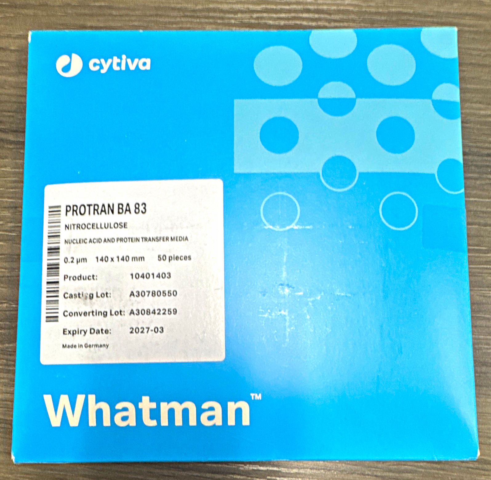 Whatman Protran BA 83 Nitrocellulose Transfer Membrane 0.2µm 140x140mm -UNOPENED
