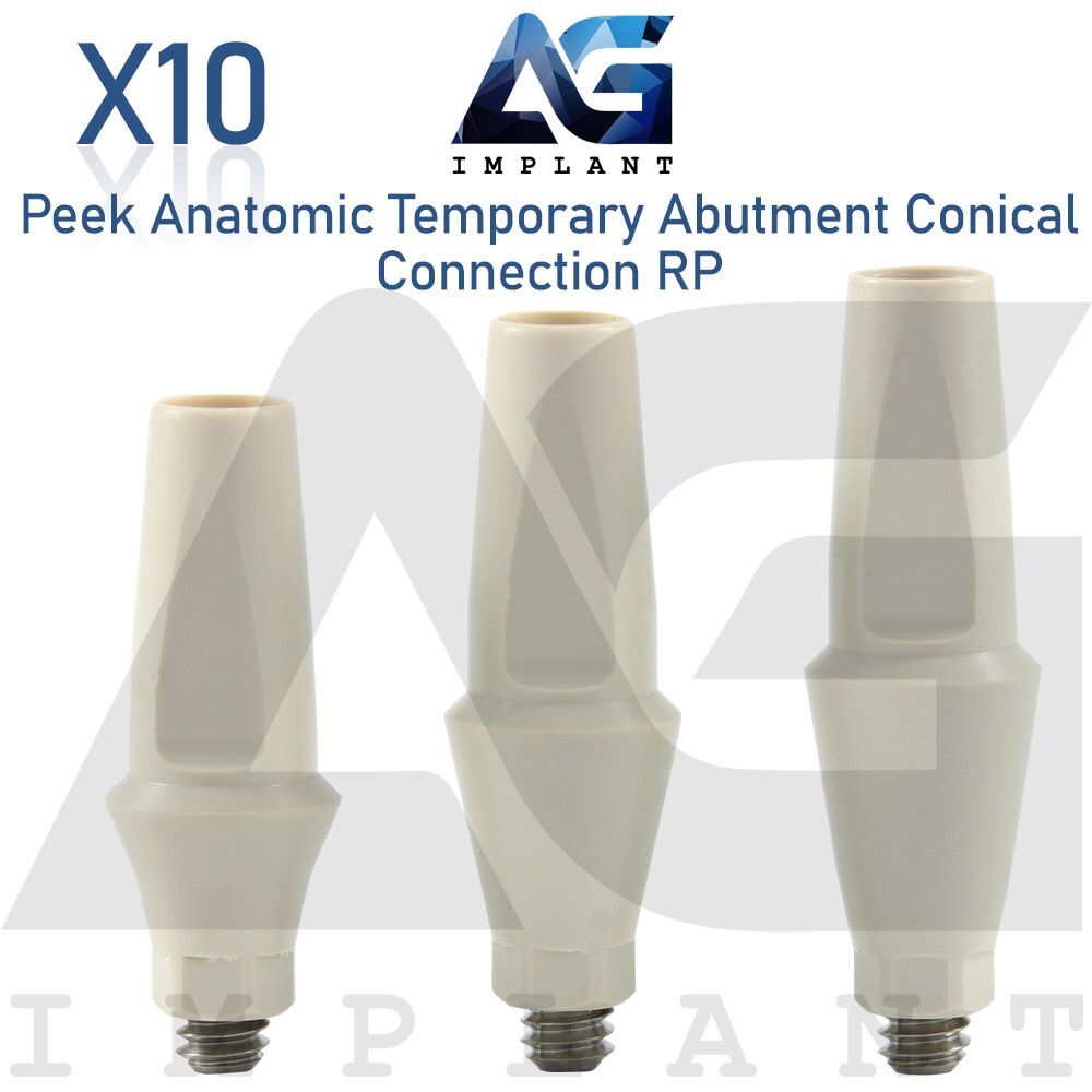 10 Peek Temporary Anatomic Straight Prosthetic System RP Conical Connection