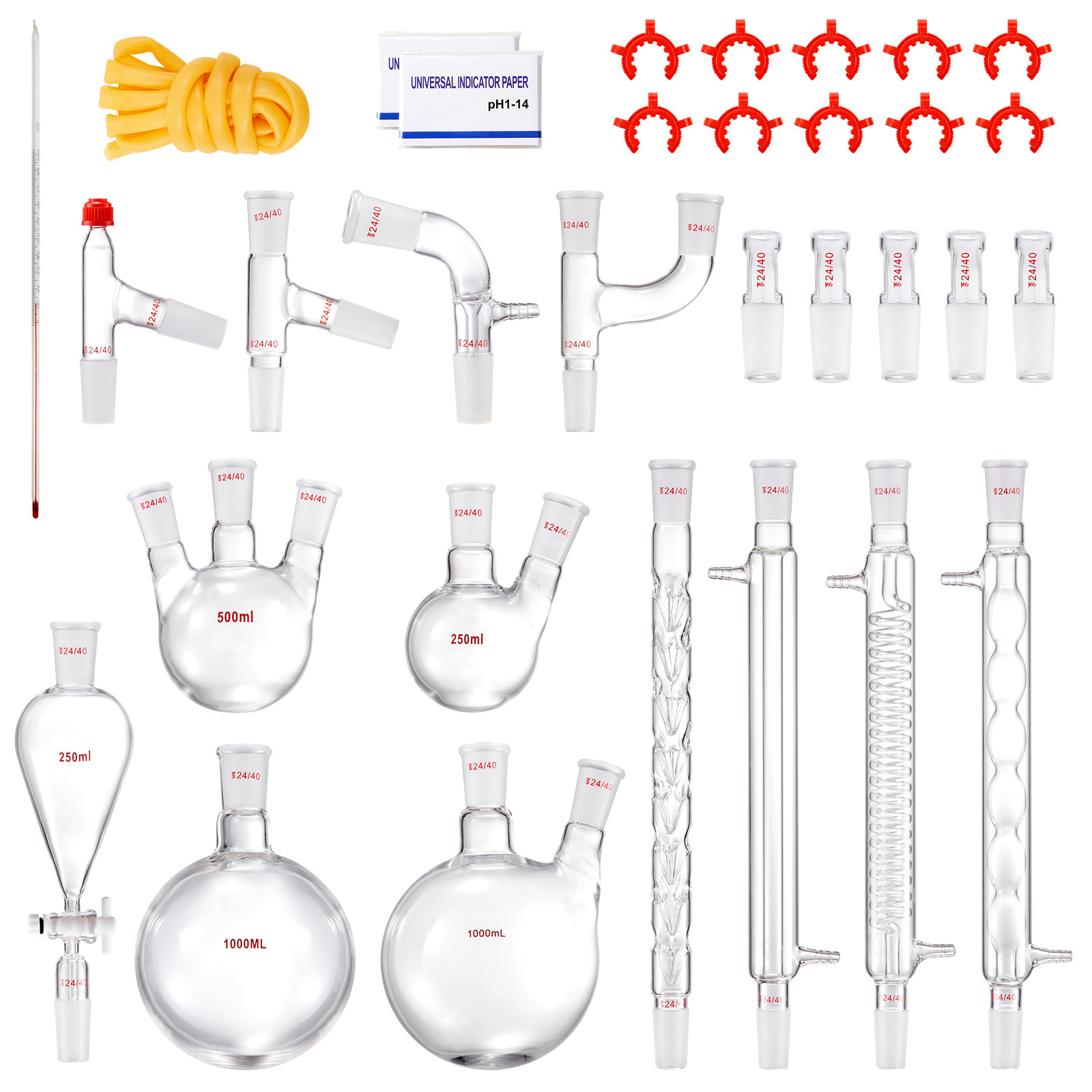 VEVOR Lab Glassware Distillation Kit 1000ml 3.3 Boro 32 pcs Glassware Equipment