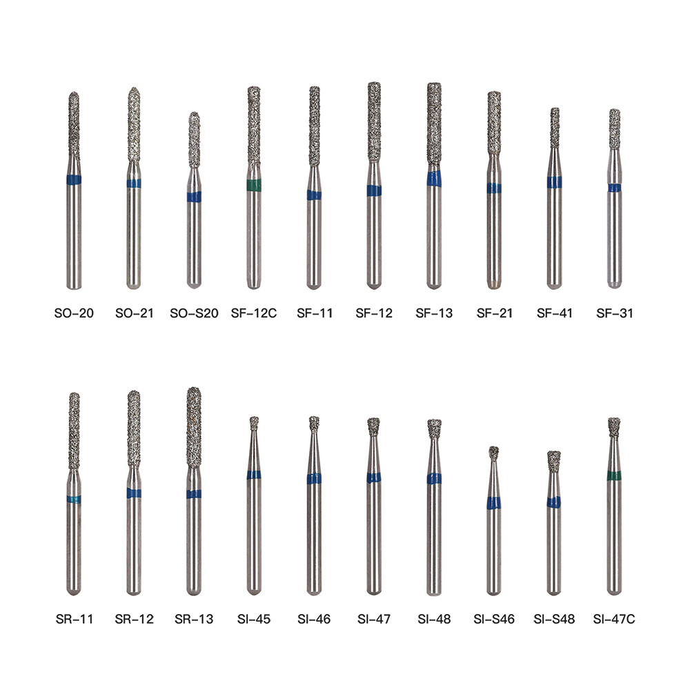100pcs AZDENT Dental Diamond Burs For High Speed Handpiece Friction Grip 1.6mm