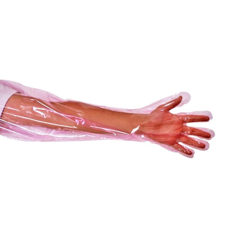 50pcs Disposable Long Plastic Gloves, Veterinary Insemination Gloves, Full Ar…