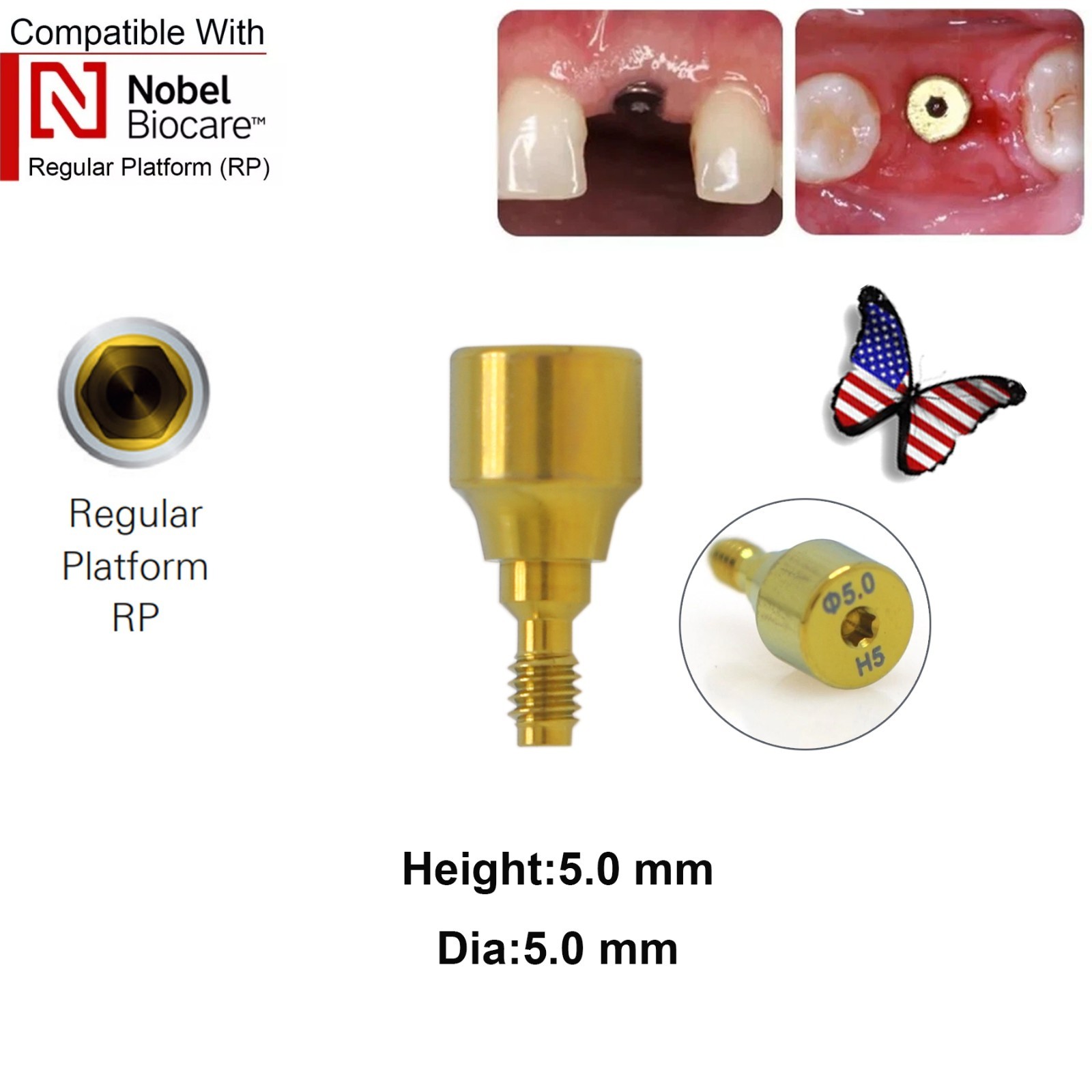 5Pcs Nobel active Healing Abutment Cover Screw Healing Screw Gum Molding Implant